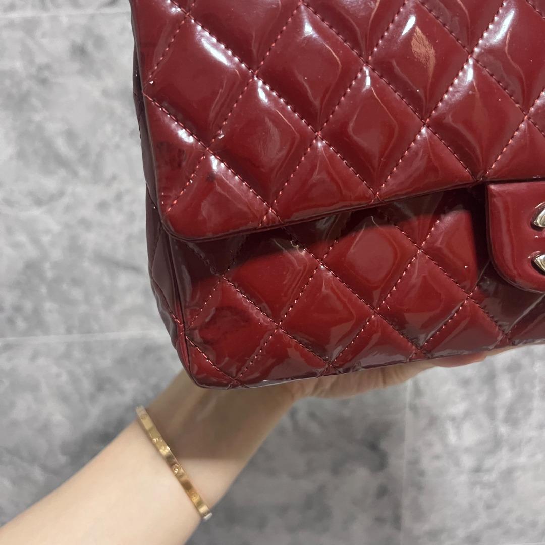 Chanel Medium Classic Flap Patent Leather Burgundy No 14 - Luxury Evermore