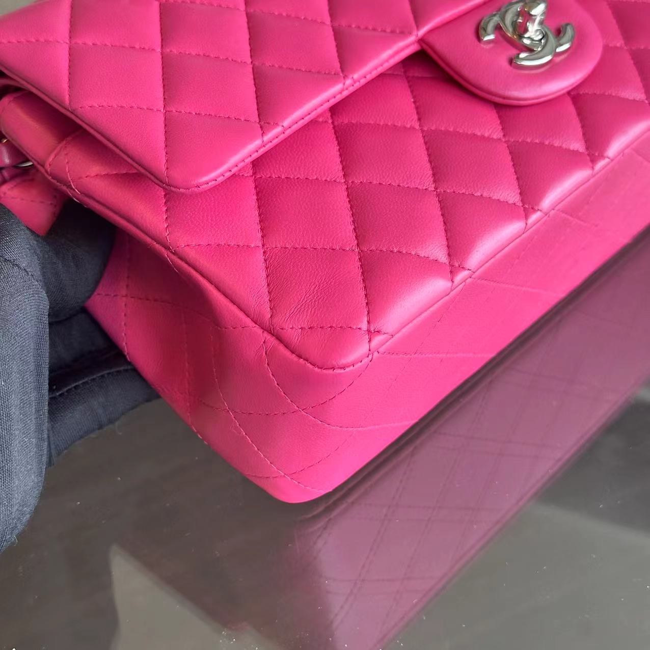 Chanel Medium Classic Flap Quilted Lambskin Hot Pink SHW No 19 - Luxury Evermore