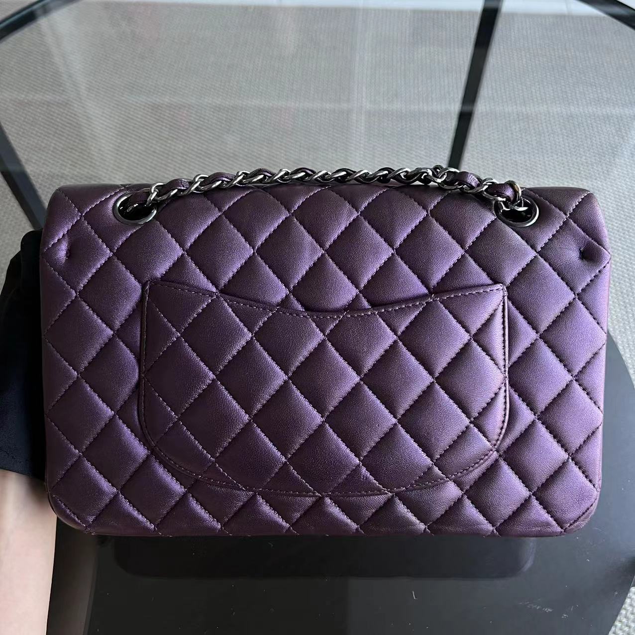 Chanel Medium Classic Flap Quilted Lambskin Purple Silver Hardware Series 24 - Luxury Evermore