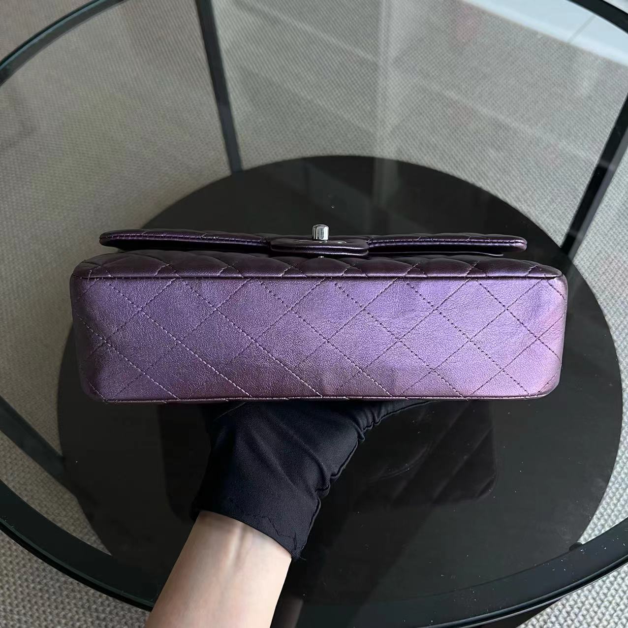 Chanel Medium Classic Flap Quilted Lambskin Purple Silver Hardware Series 24 - Luxury Evermore