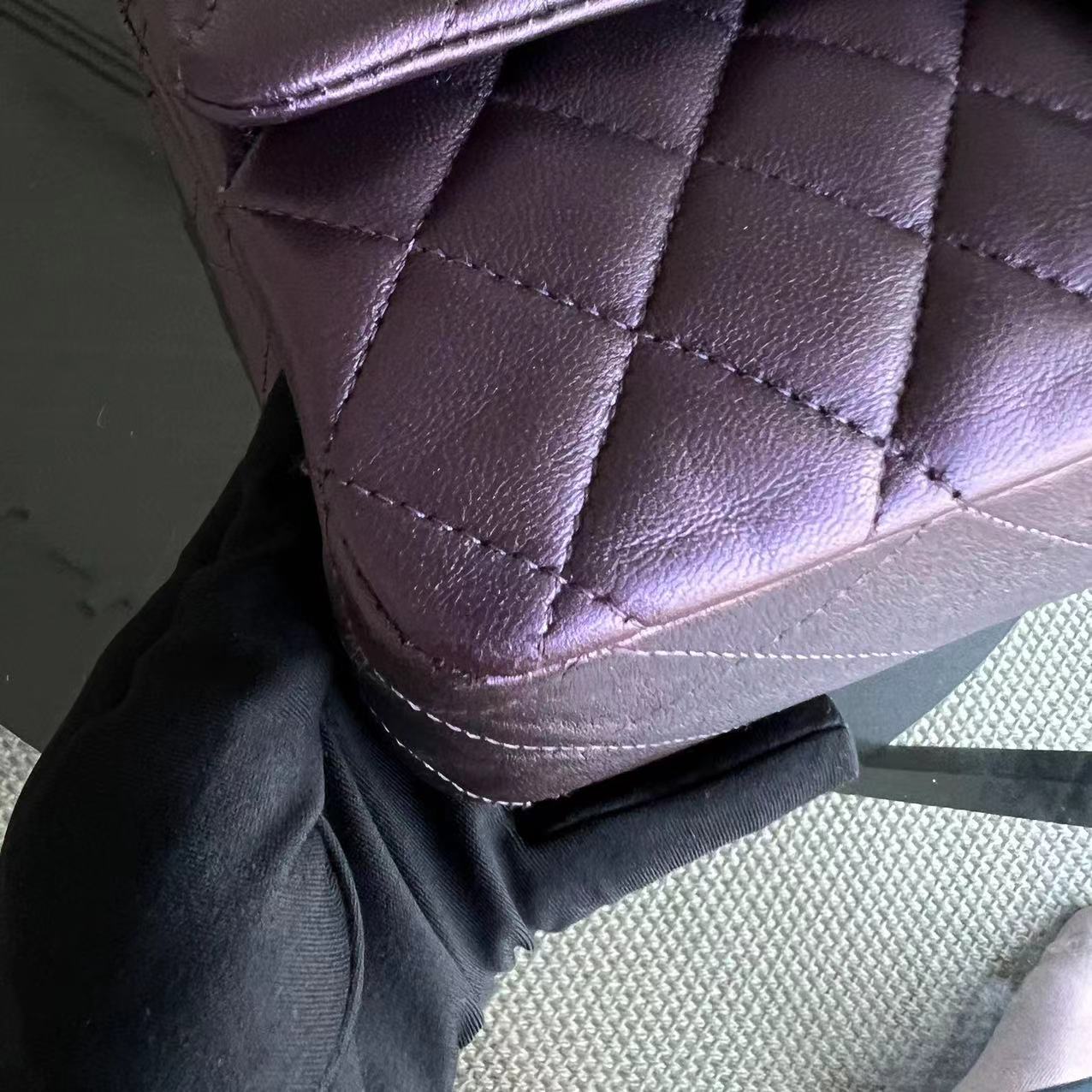 Chanel Medium Classic Flap Quilted Lambskin Purple Silver Hardware Series 24 - Luxury Evermore