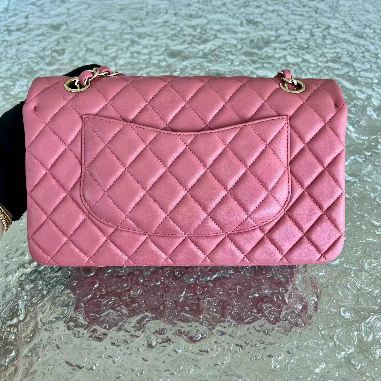 Chanel Medium Classic Flap Valentine Crystal Heart Limited Edition Pink LGHW No 19 - Luxury Evermore