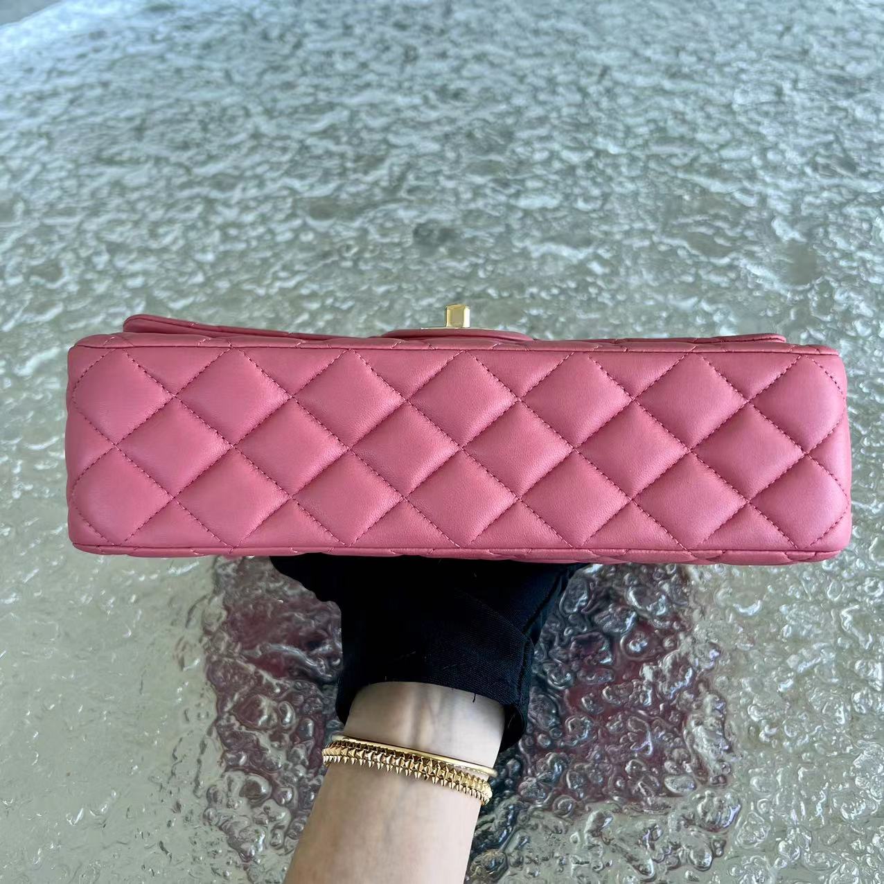 Chanel Medium Classic Flap Valentine Crystal Heart Limited Edition Pink LGHW No 19 - Luxury Evermore