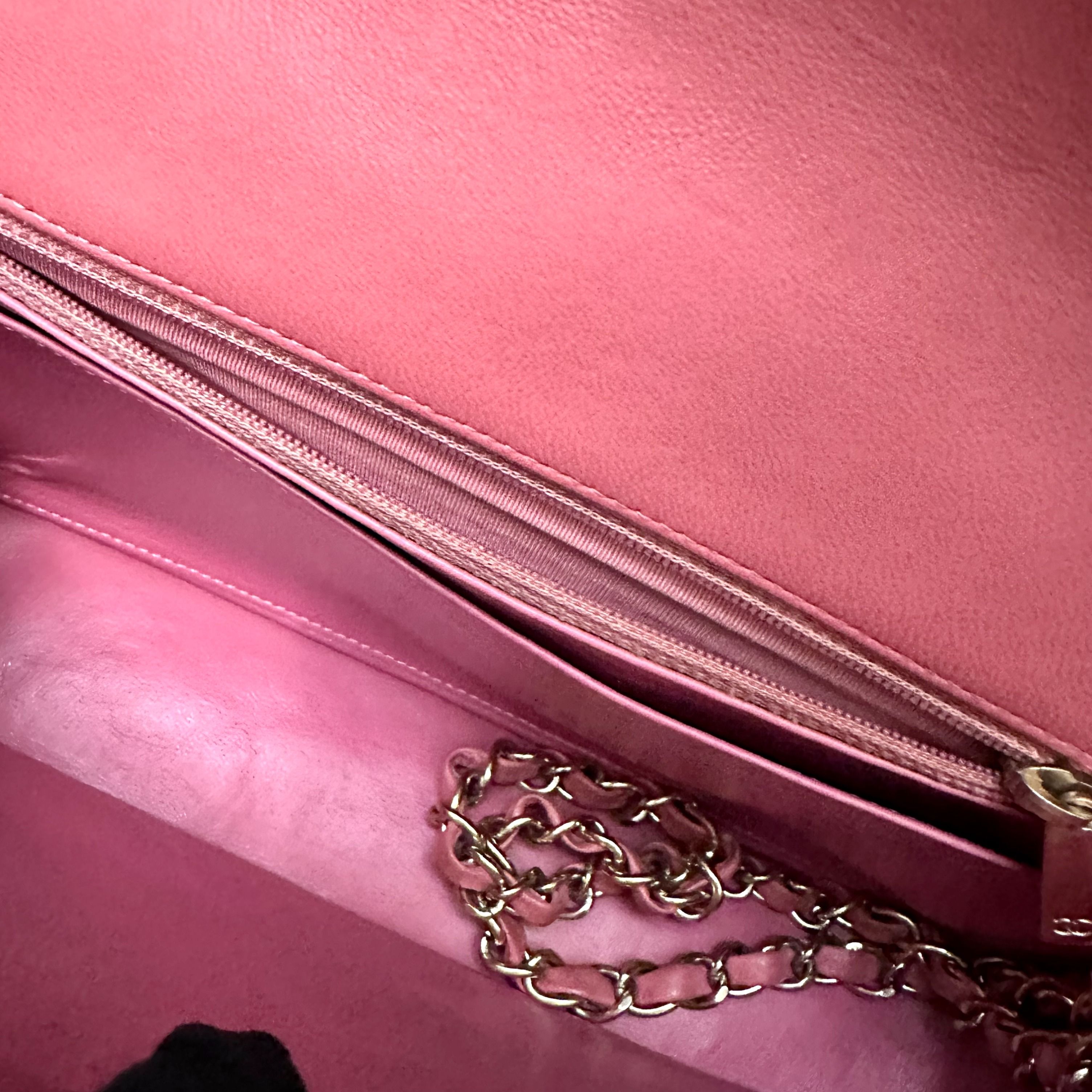 Chanel Medium Classic Flap Valentine Crystal Heart Pink Lambskin LGHW - Luxury Evermore