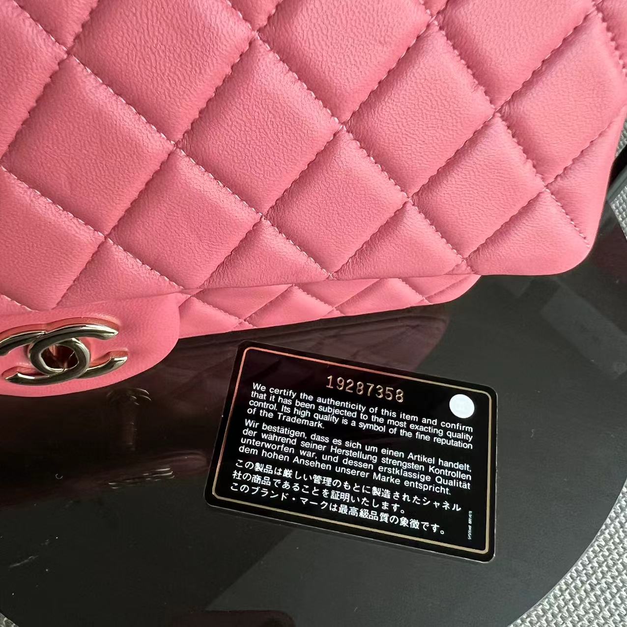 Chanel Medium Classic Flap Valentine Seasonal Flap Quilted Lambskin Sakura Pink Golden Hardware Series 19 - Luxury Evermore