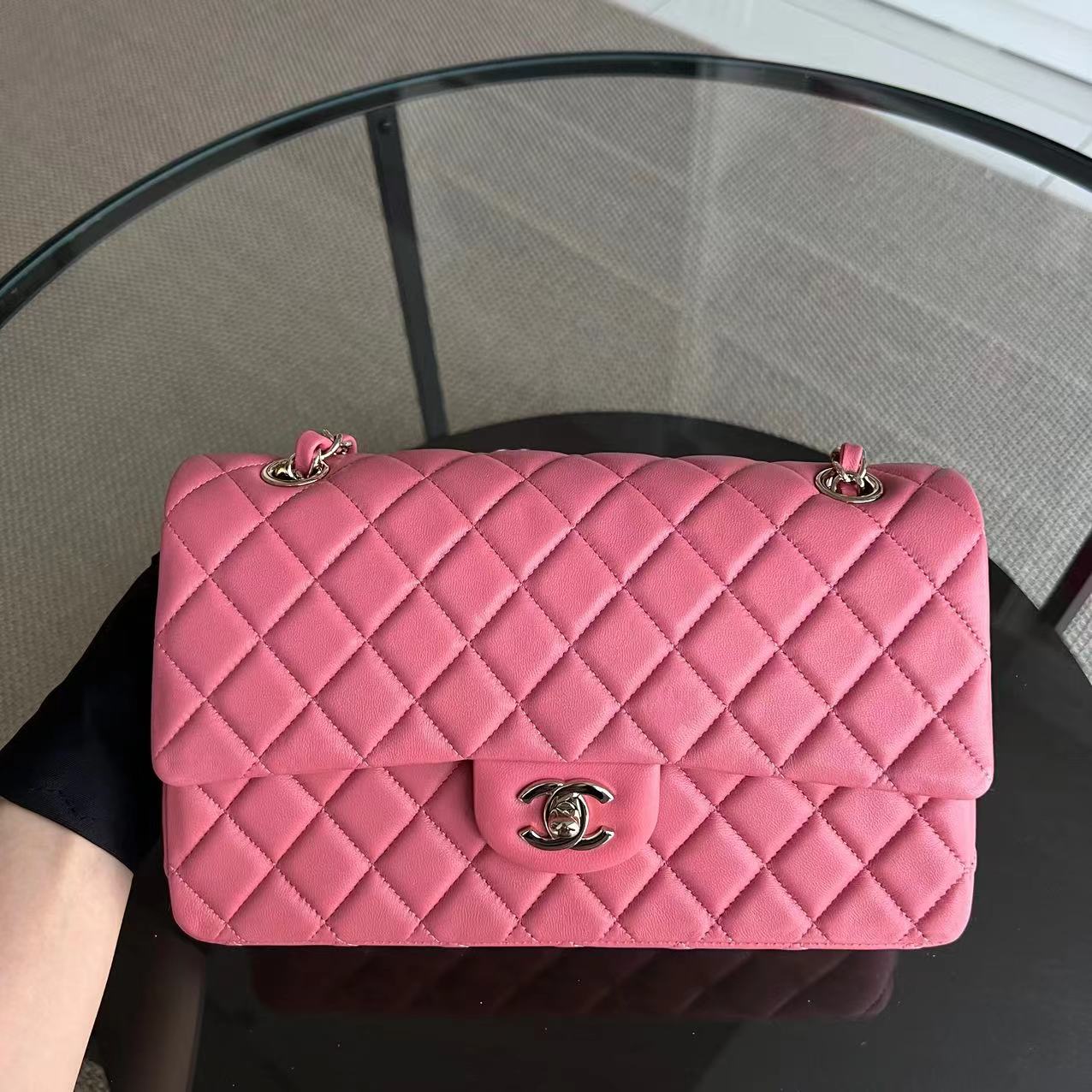 Chanel Medium Classic Flap Valentine Seasonal Flap Quilted Lambskin Sakura Pink Golden Hardware Series 19 - Luxury Evermore