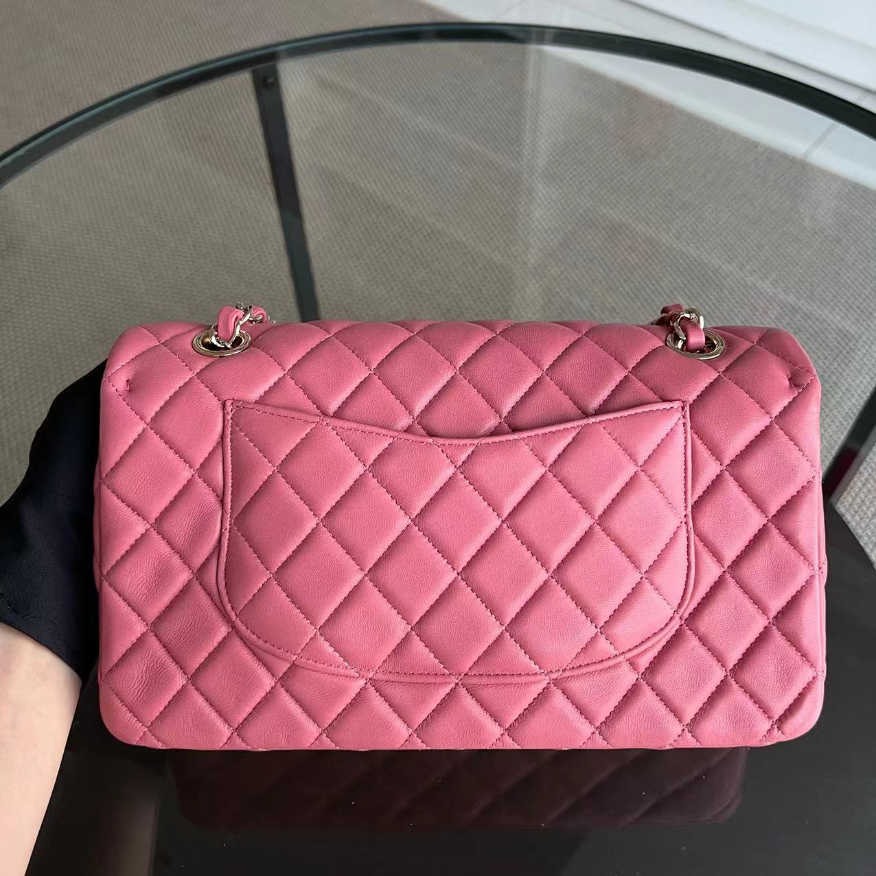 Chanel Medium Classic Flap Valentine Seasonal Flap Quilted Lambskin Sakura Pink Golden Hardware Series 19 - Luxury Evermore