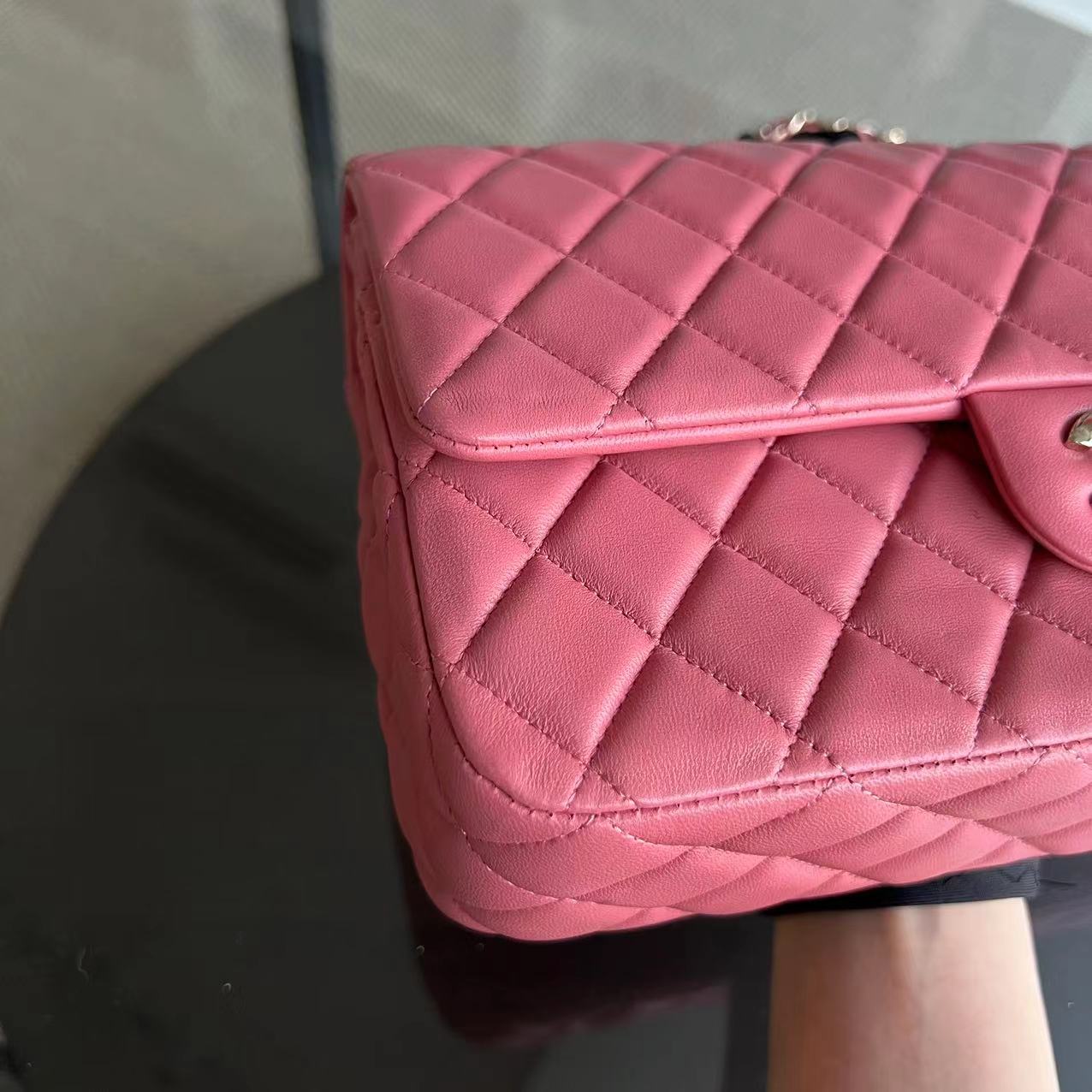 Chanel Medium Classic Flap Valentine Seasonal Flap Quilted Lambskin Sakura Pink Golden Hardware Series 19 - Luxury Evermore