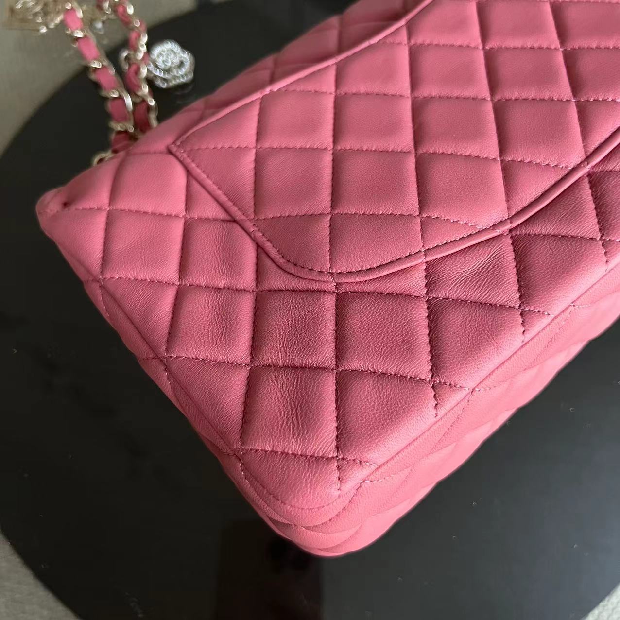 Chanel Medium Classic Flap Valentine Seasonal Flap Quilted Lambskin Sakura Pink Golden Hardware Series 19 - Luxury Evermore