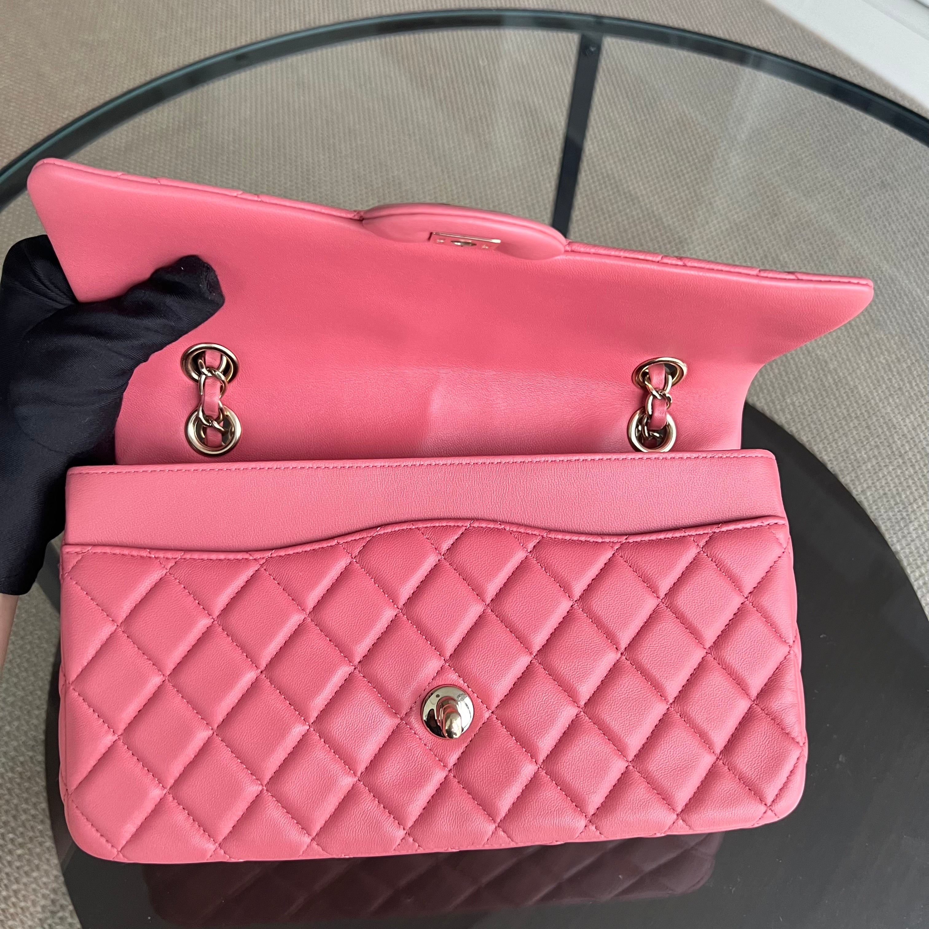 Chanel Medium Classic Flap Valentine Seasonal Quilted Lambskin Pink Series 19 - Luxury Evermore