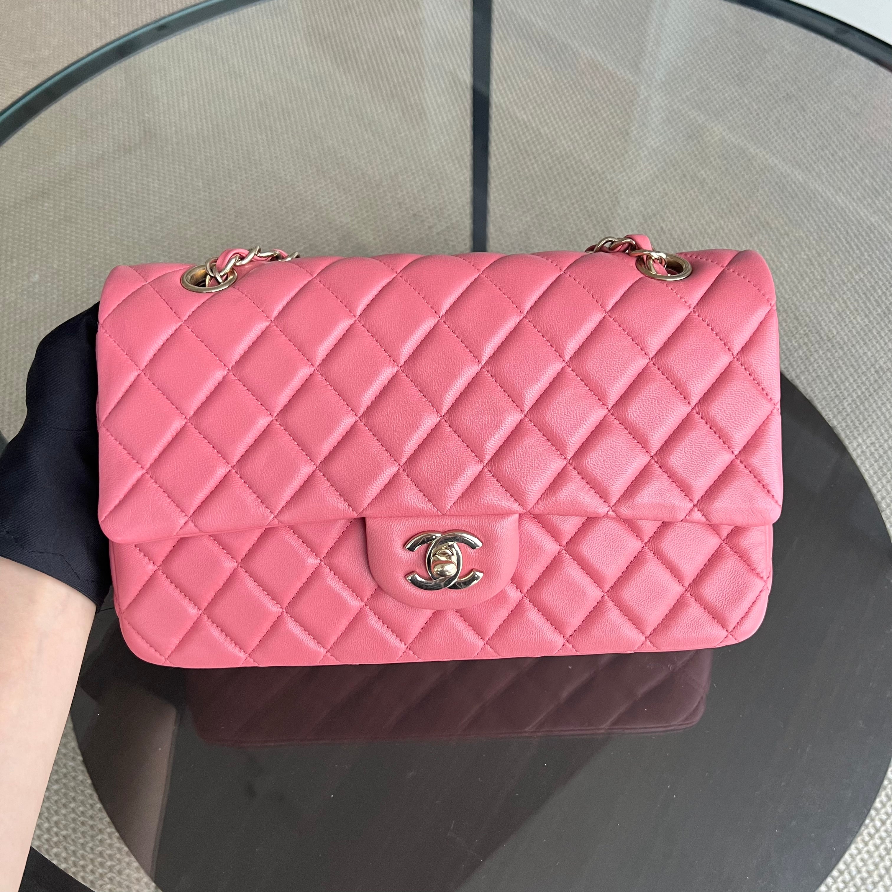 Chanel Medium Classic Flap Valentine Seasonal Quilted Lambskin Pink Series 19 - Luxury Evermore