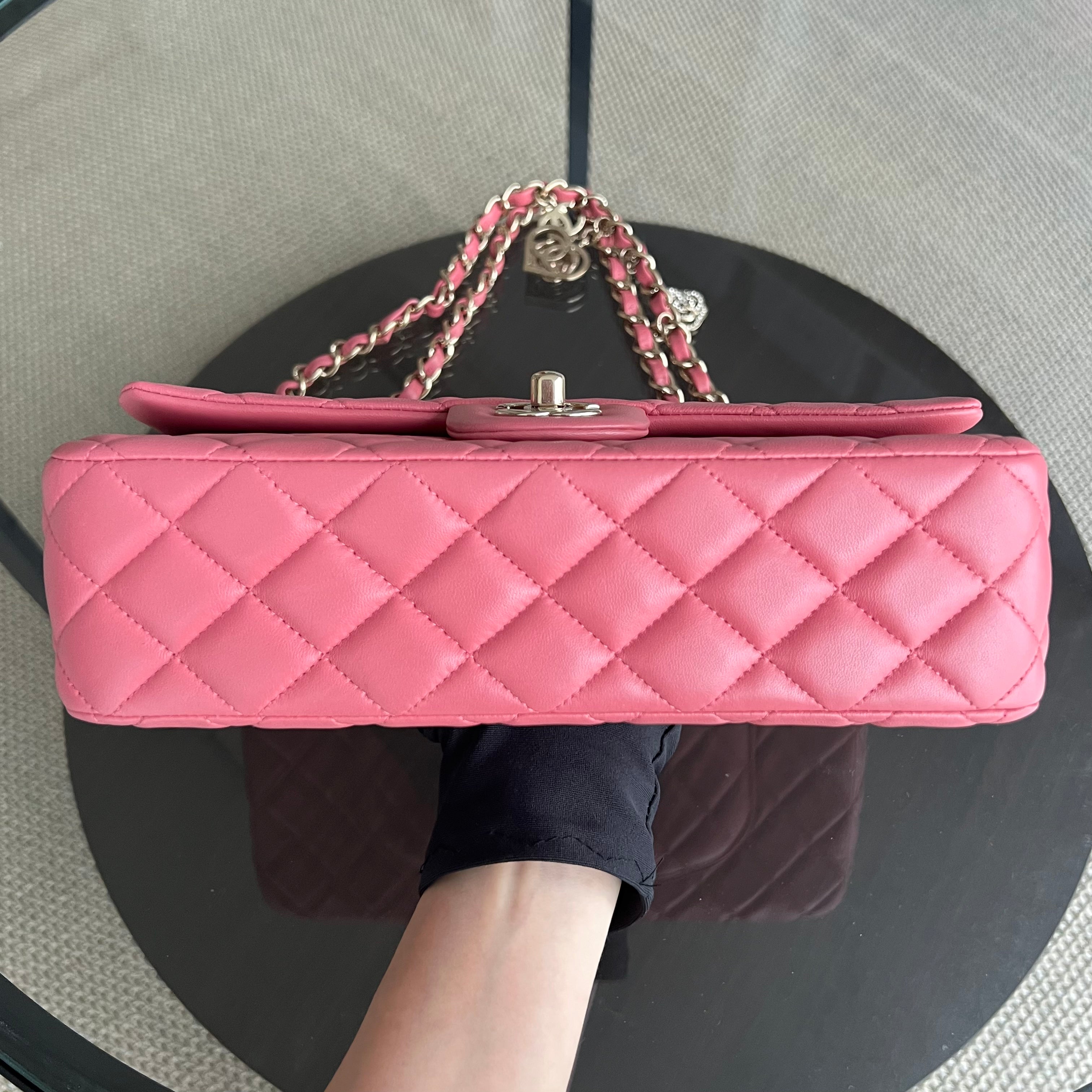 Chanel Medium Classic Flap Valentine Seasonal Quilted Lambskin Pink Series 19 - Luxury Evermore