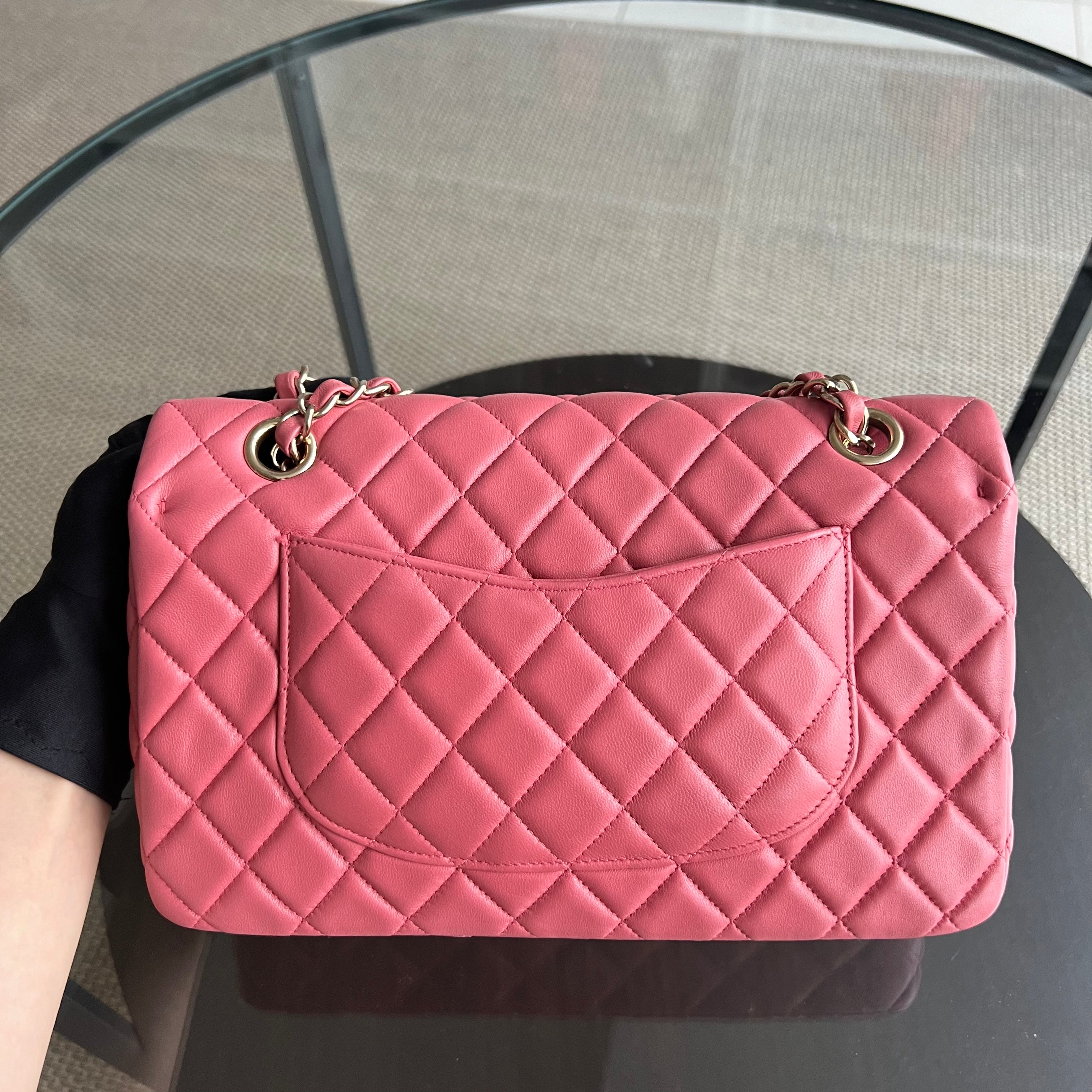 Chanel Medium Classic Flap Valentine Seasonal Quilted Lambskin Pink Series 19 - Luxury Evermore