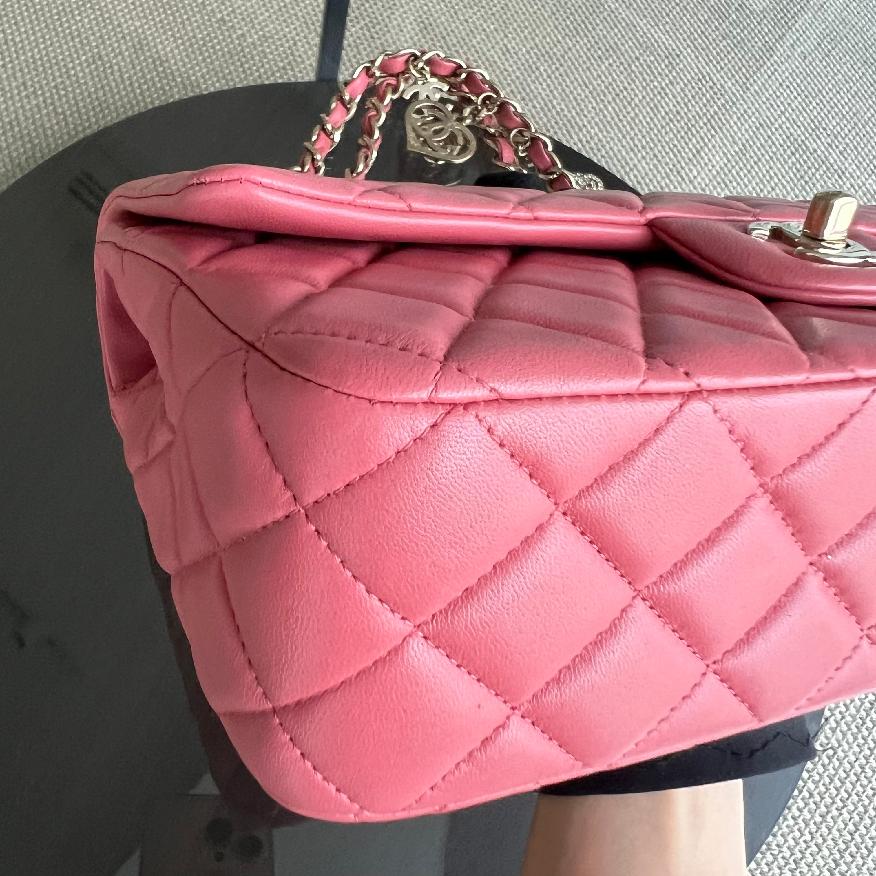 Chanel Medium Classic Flap Valentine Seasonal Quilted Lambskin Pink Series 19 - Luxury Evermore