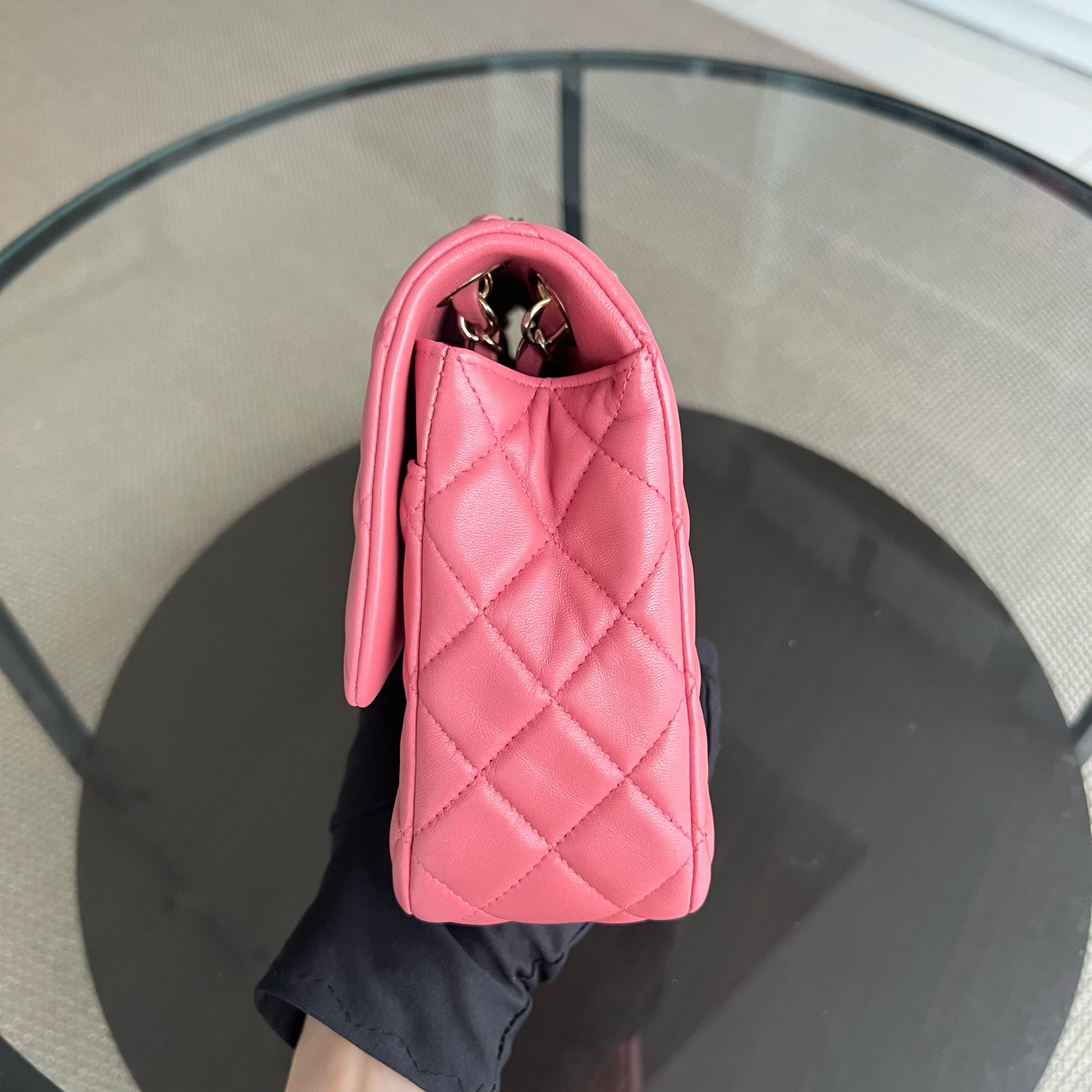 Chanel Medium Classic Flap Valentine Seasonal Quilted Lambskin Pink Series 19 - Luxury Evermore