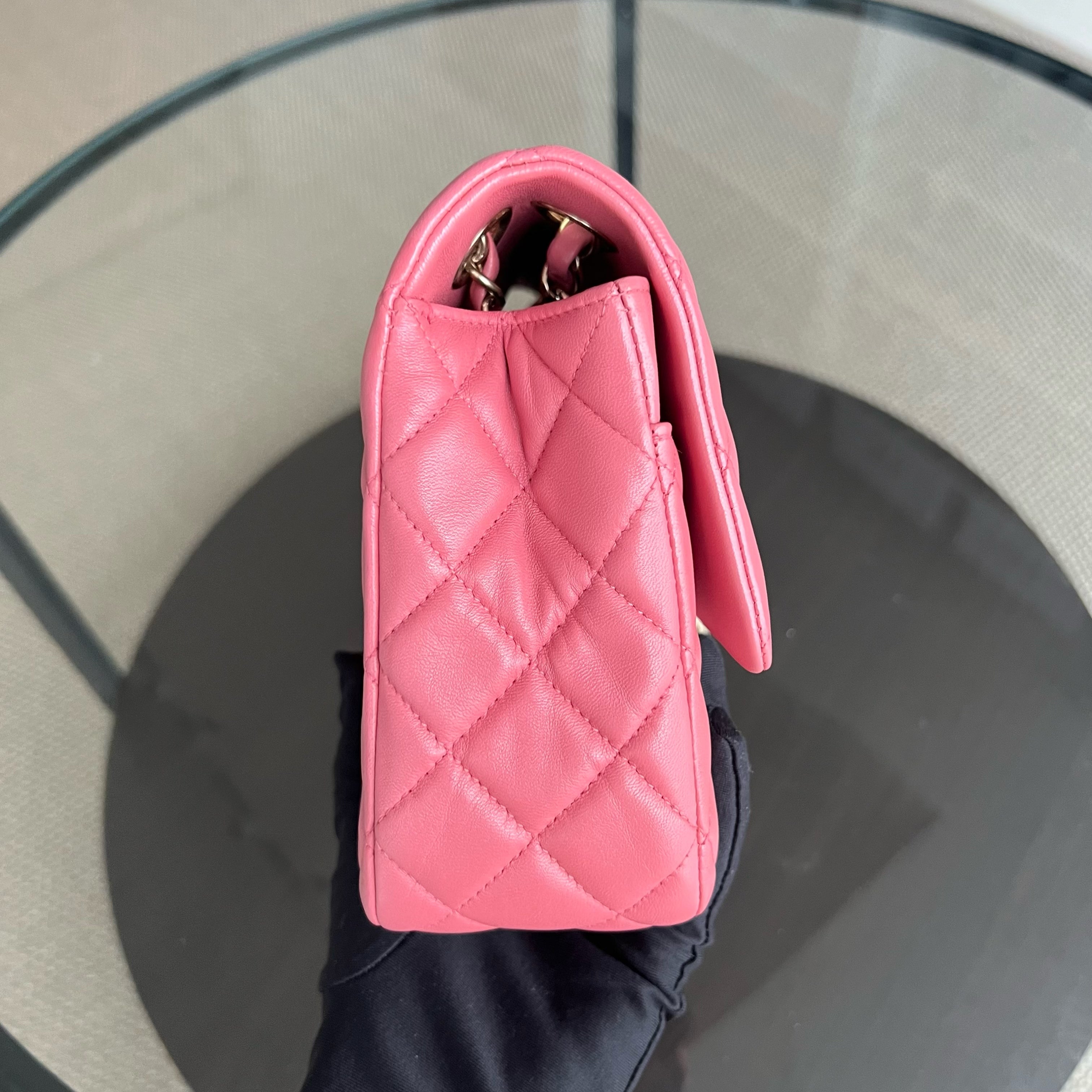 Chanel Medium Classic Flap Valentine Seasonal Quilted Lambskin Pink Series 19 - Luxury Evermore