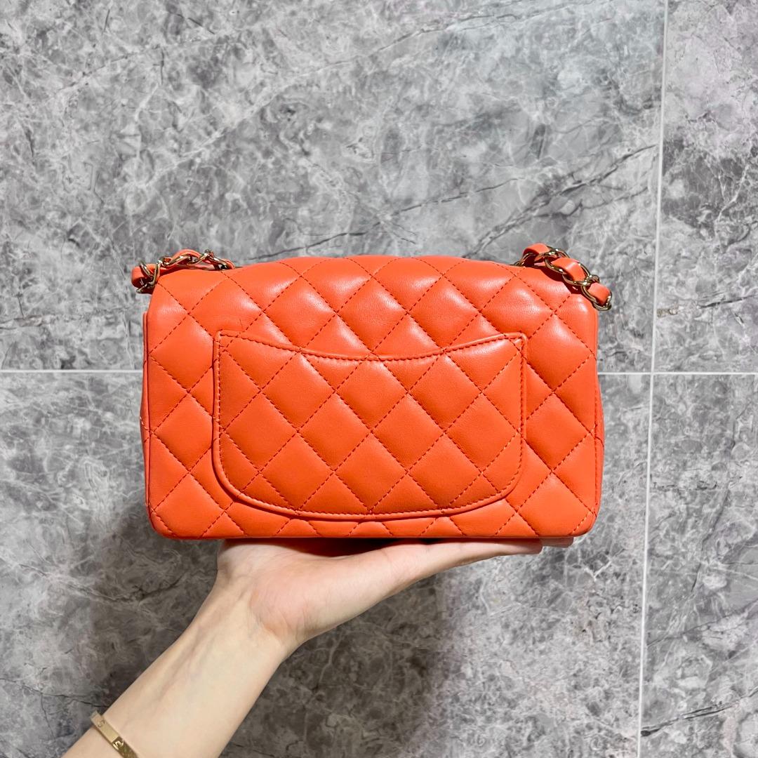 Chanel Mini Rectangular Classic Flap Lambskin Orange No 30 - Luxury Evermore