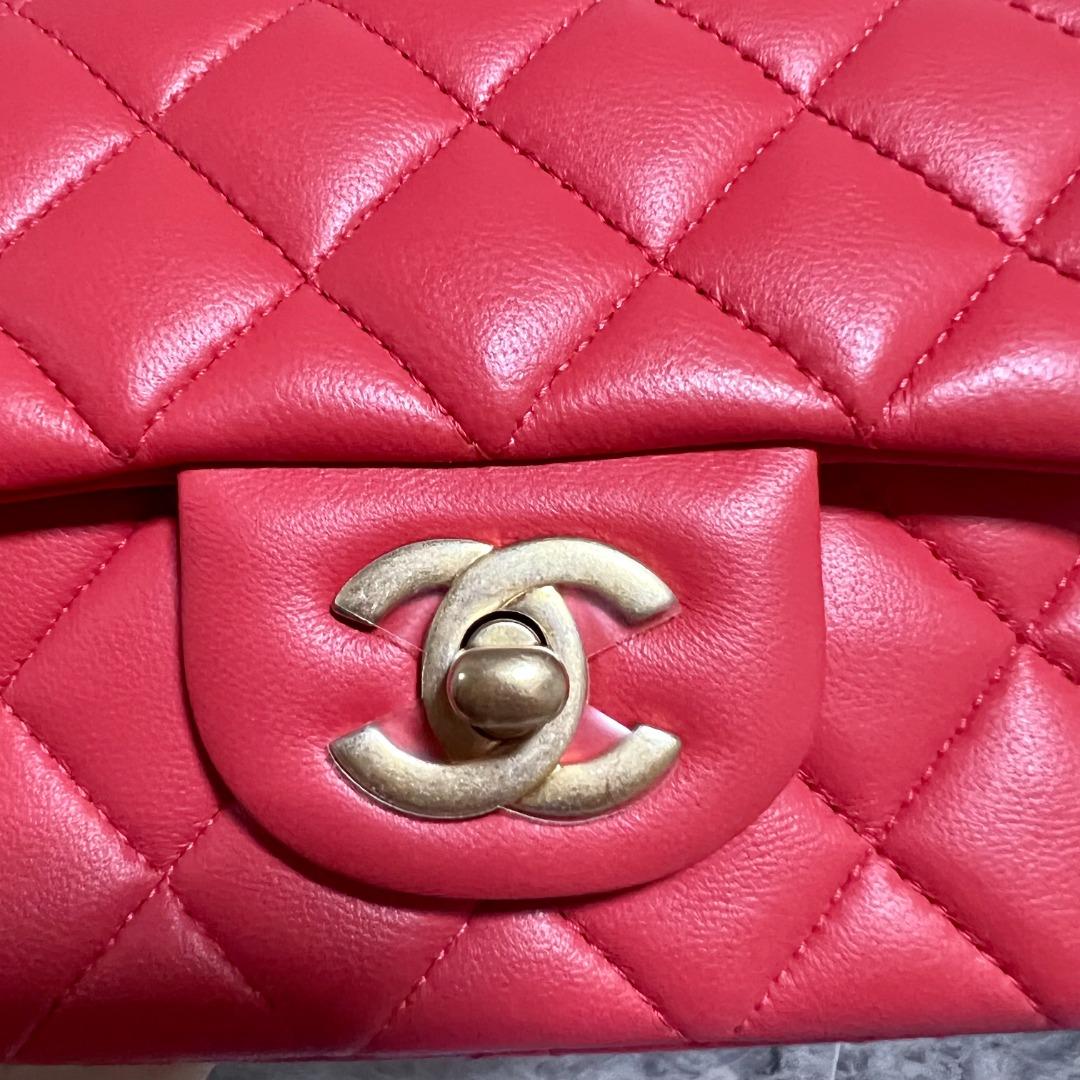 Chanel Mini Rectangular Classic Flap Lambskin Red No 27 - Luxury Evermore