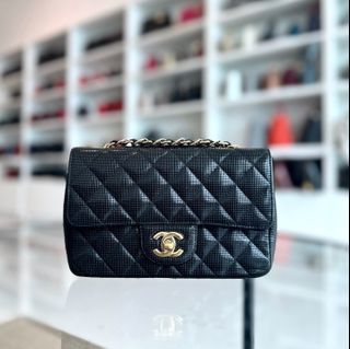 Chanel Mini Rectangular Classic Flap Pixel Effect Calfskin Cruise 2016 Black GHW No 21 - Luxury Evermore