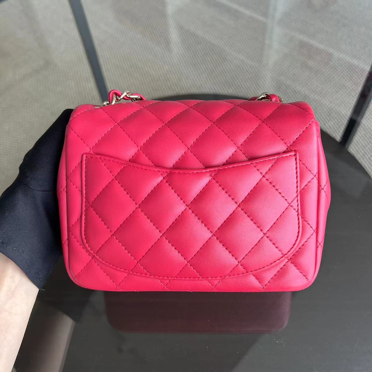 Chanel Mini Square Classic Flap Quilted Lambskin Hot Pink Golden Hardware Series 21 - Luxury Evermore