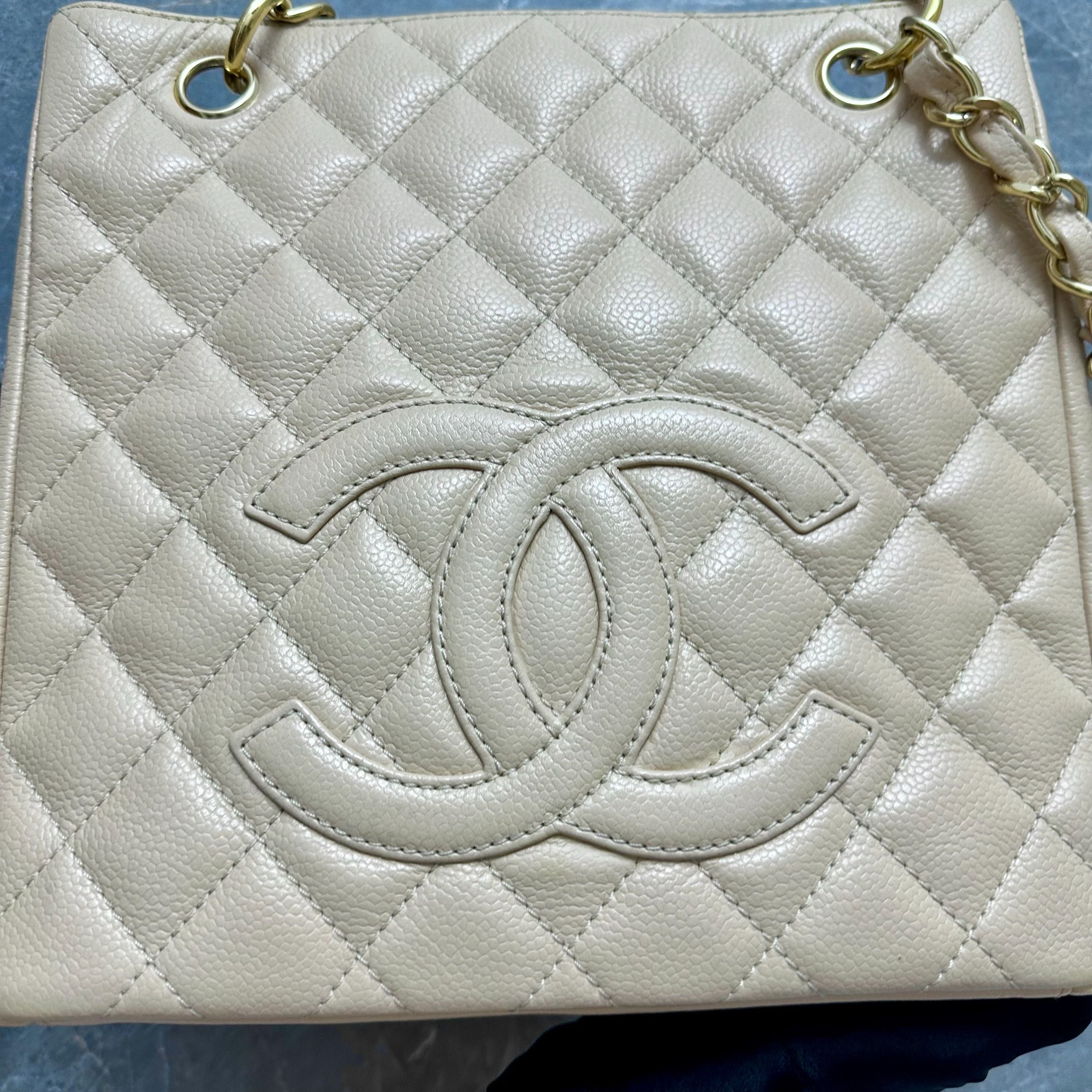 Chanel PST Beige Petite Shopping Tote No 12 - Luxury Evermore