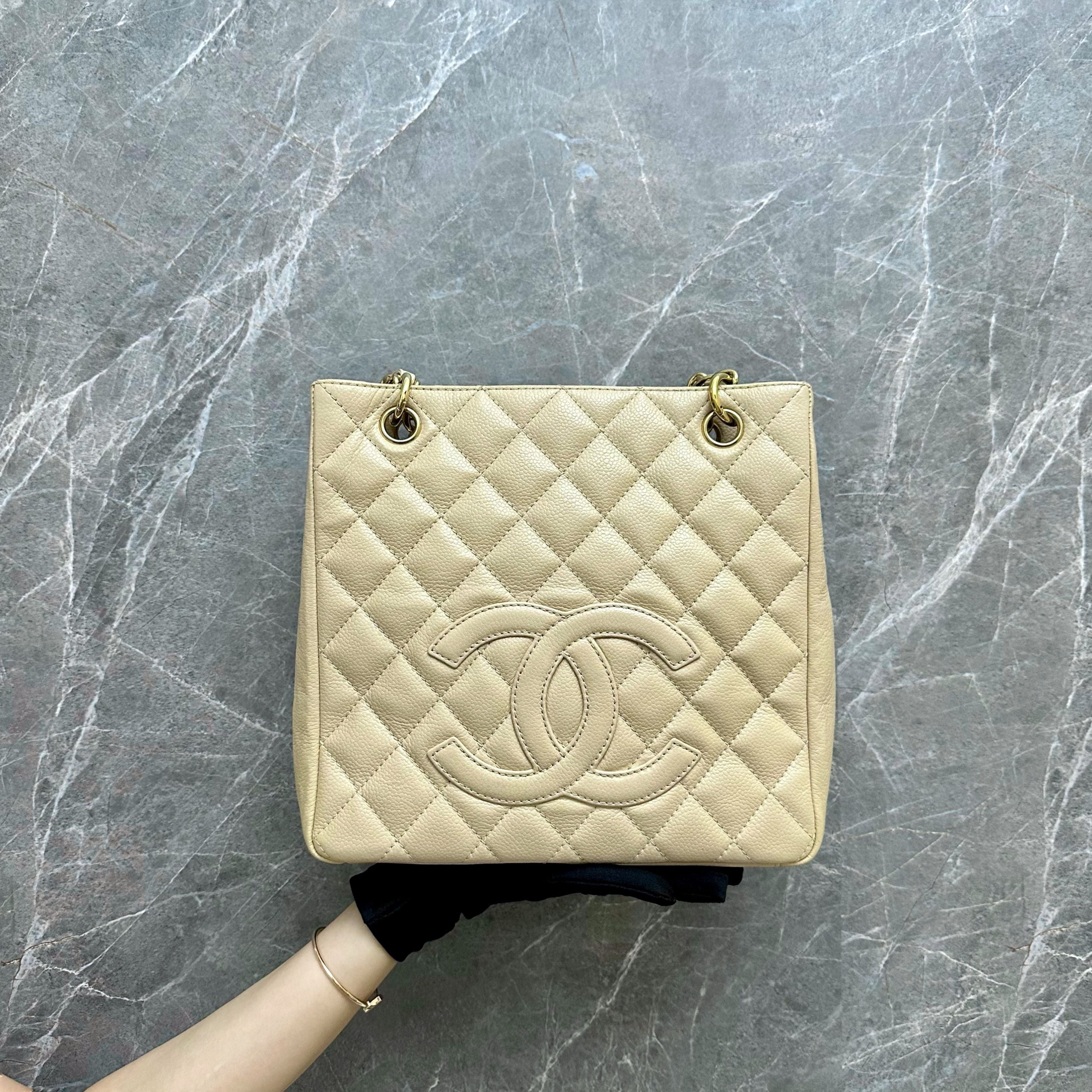 Chanel PST Beige Petite Shopping Tote No 12 - Luxury Evermore