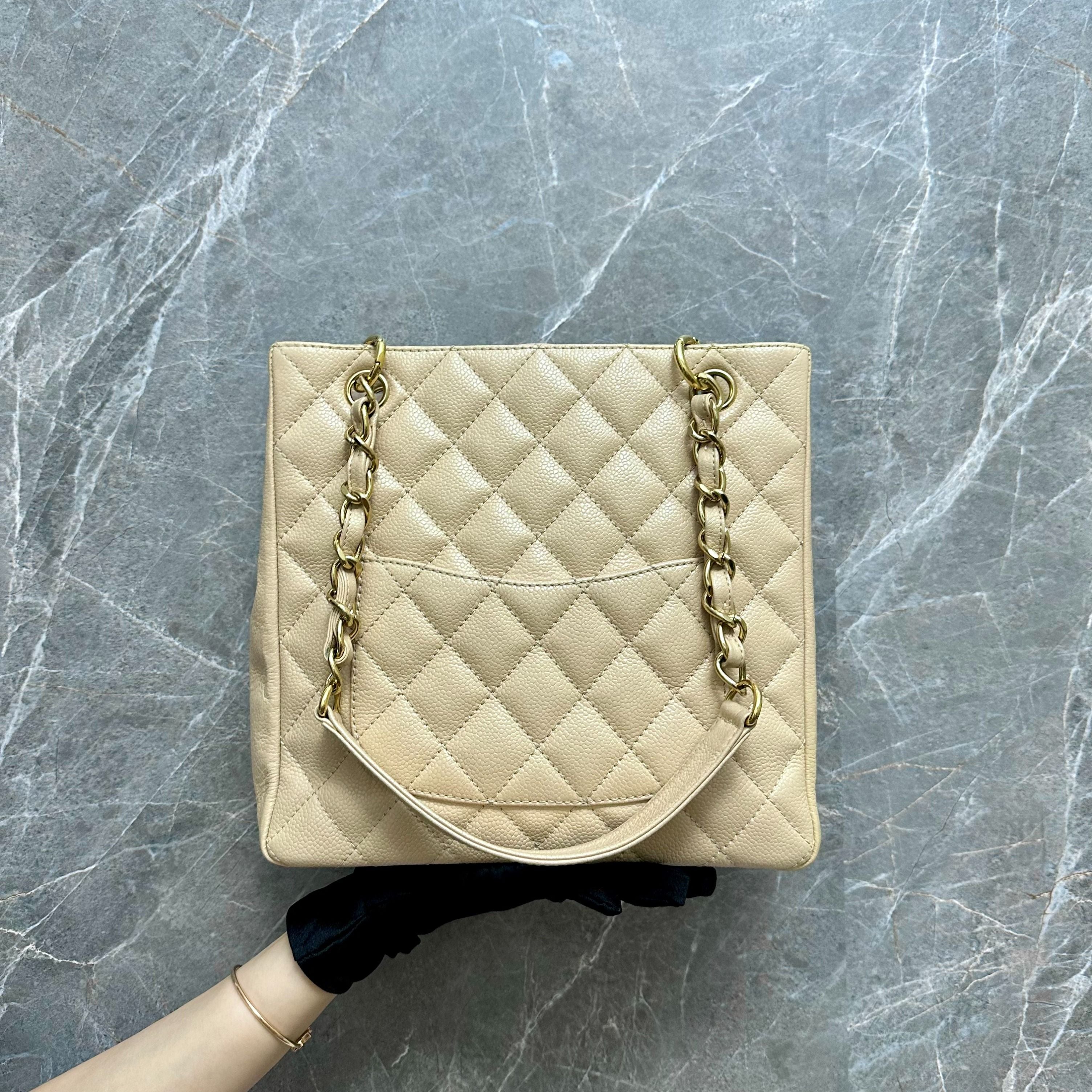 Chanel PST Beige Petite Shopping Tote No 12 - Luxury Evermore