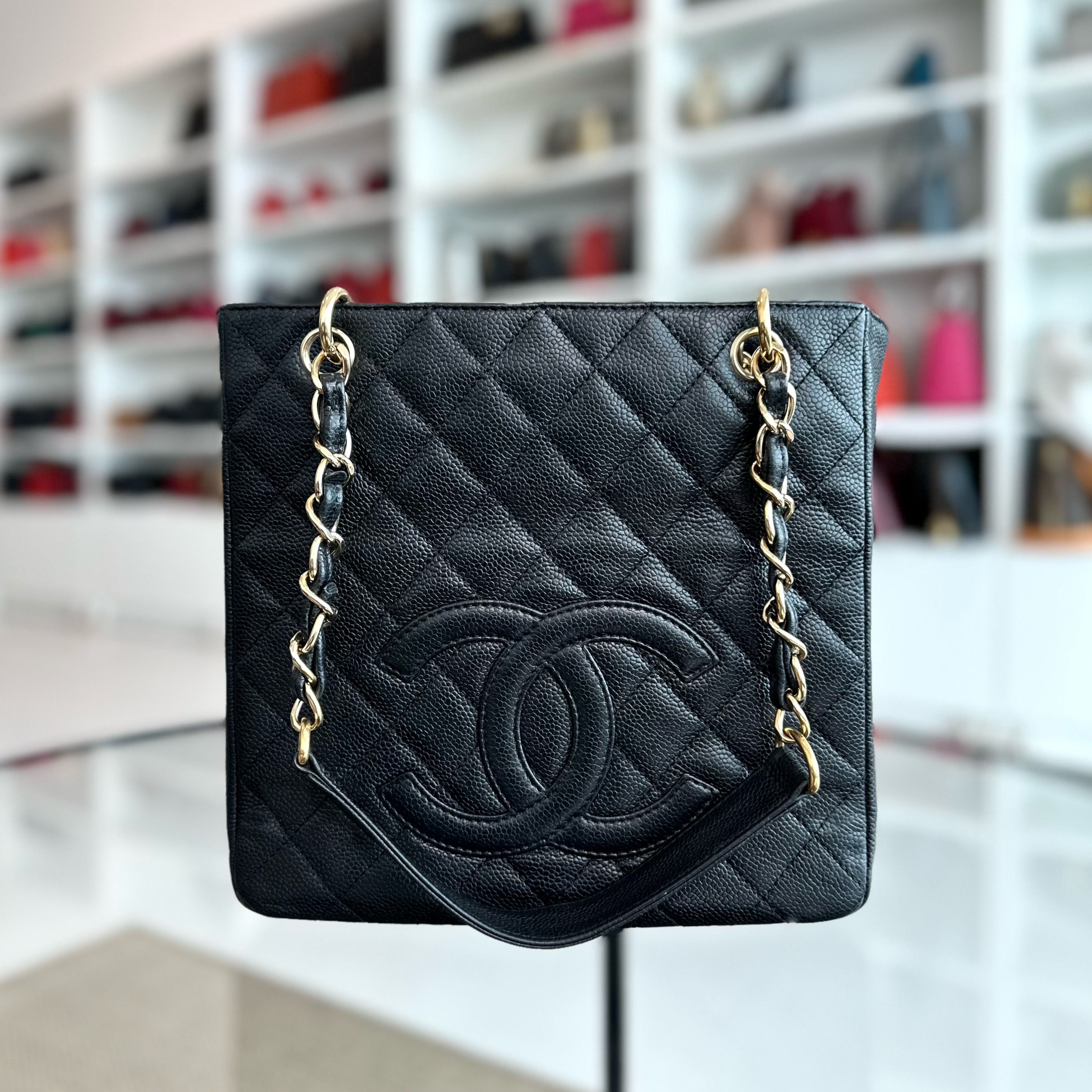 Chanel PST Caviar Petite Shopping Tote Black GHW No 10 - Luxury Evermore