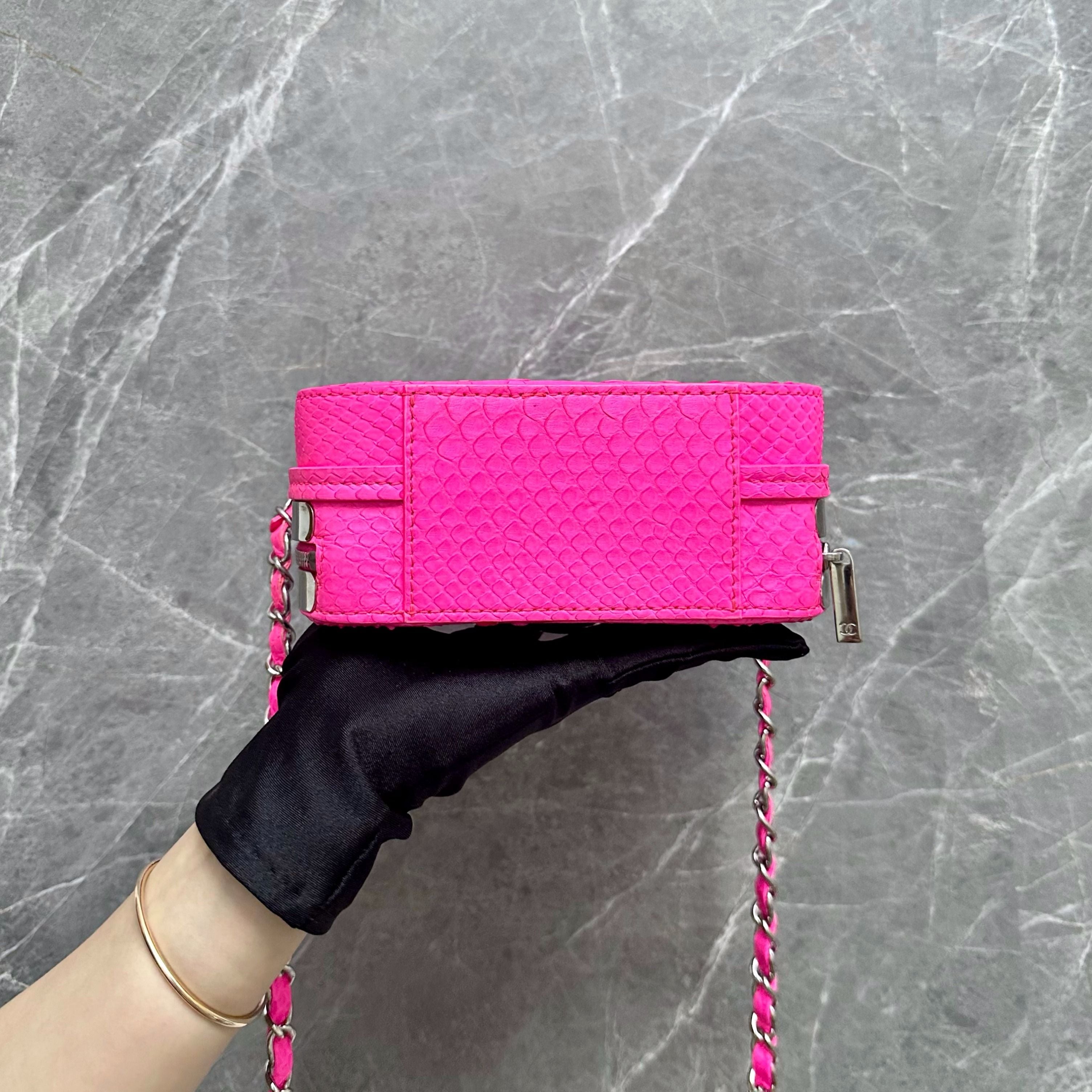 Chanel Python Leather Small Cross Body Bag Hot Pink No 24 - Luxury Evermore