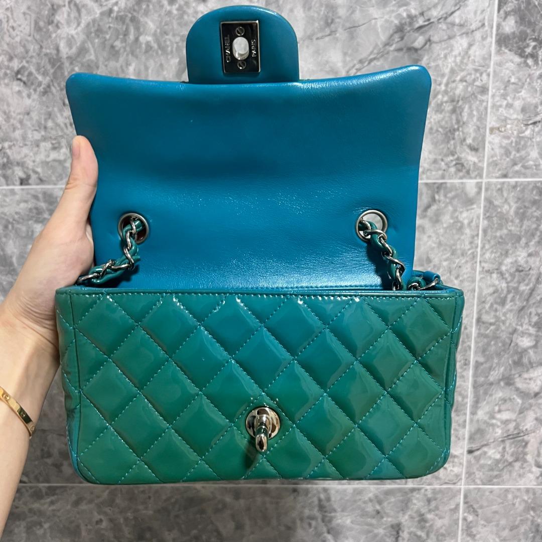 Chanel Rectangular Mini Classic Flap CF Green Blue No 20 - Luxury Evermore