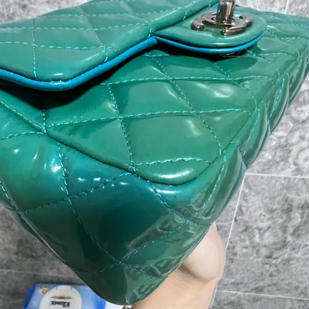 Chanel Rectangular Mini Classic Flap CF Green Blue No 20 - Luxury Evermore