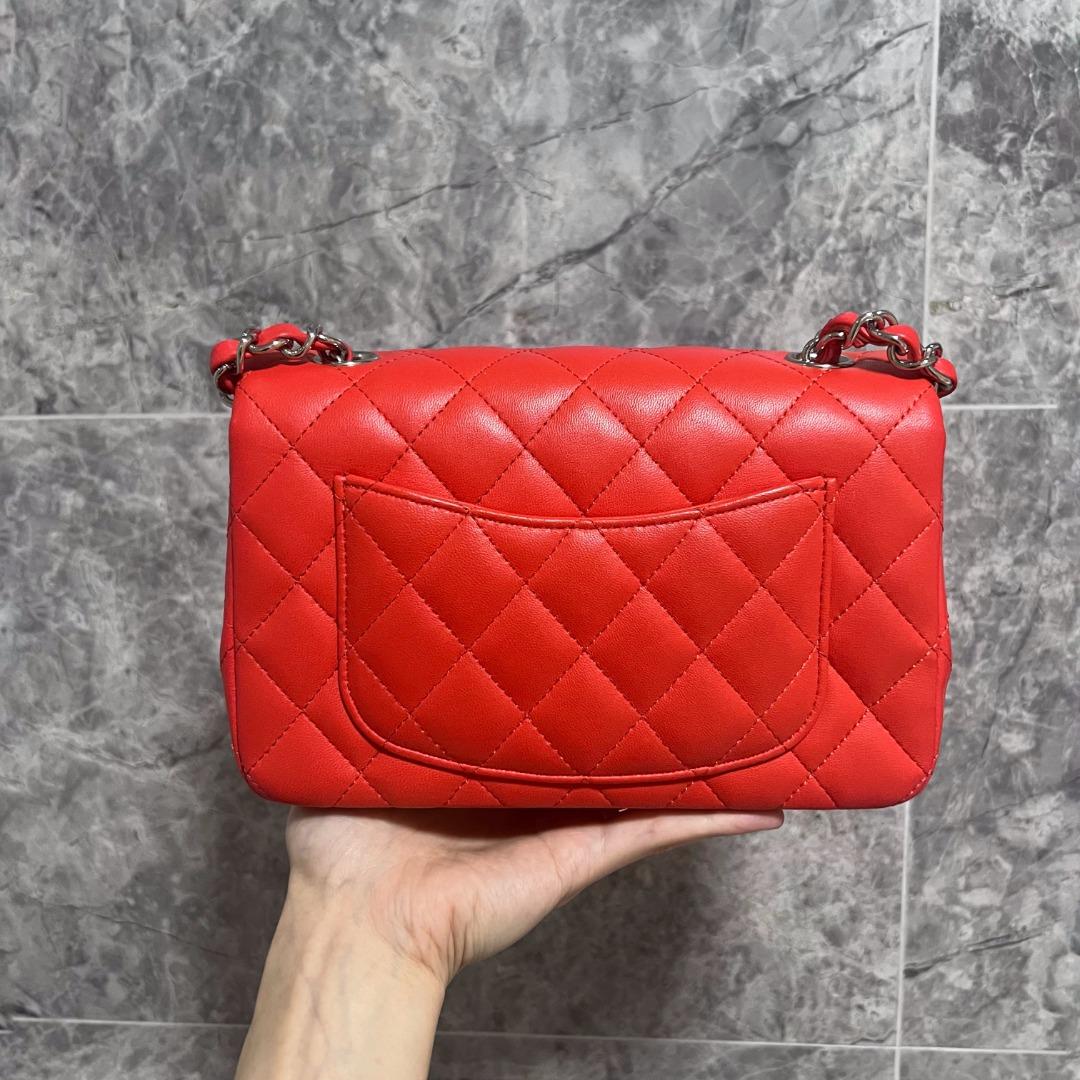 Chanel Rectangular Mini Classic Flap CF Salmon Red No. 26 - Luxury Evermore