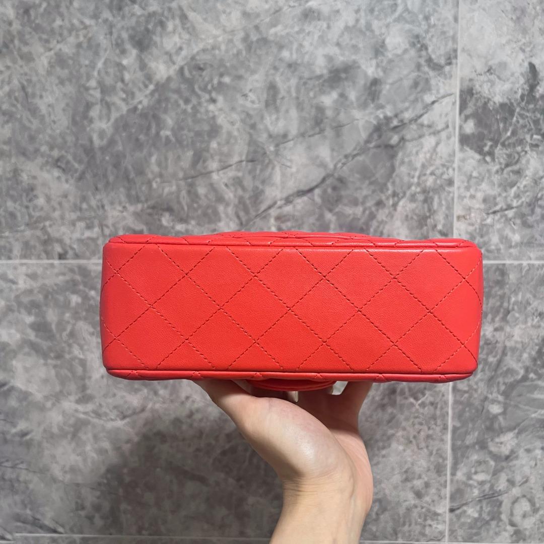 Chanel Rectangular Mini Classic Flap CF Salmon Red No. 26 - Luxury Evermore