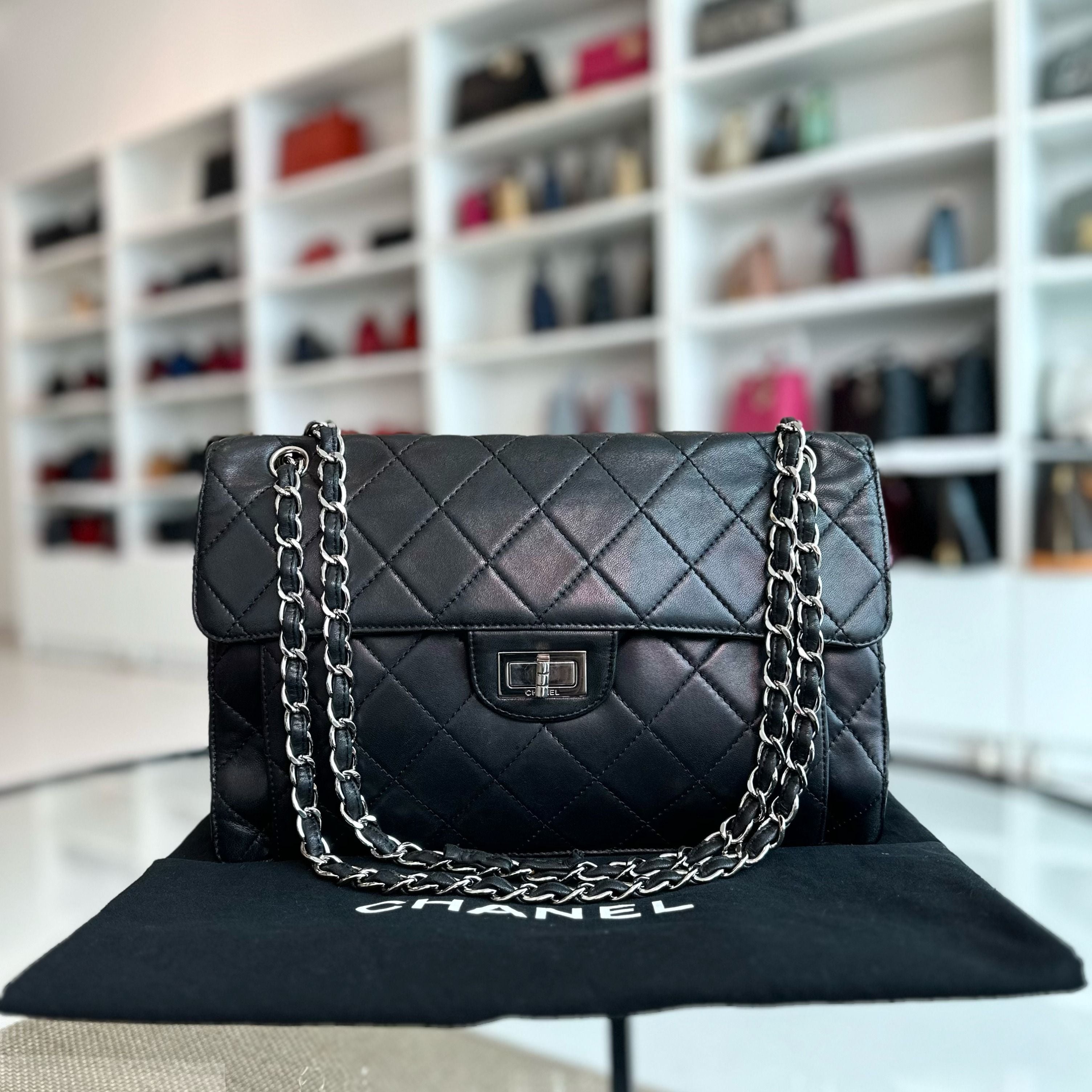 Chanel Seasonal 2.55 Flap Lambskin Black SHW - Luxury Evermore