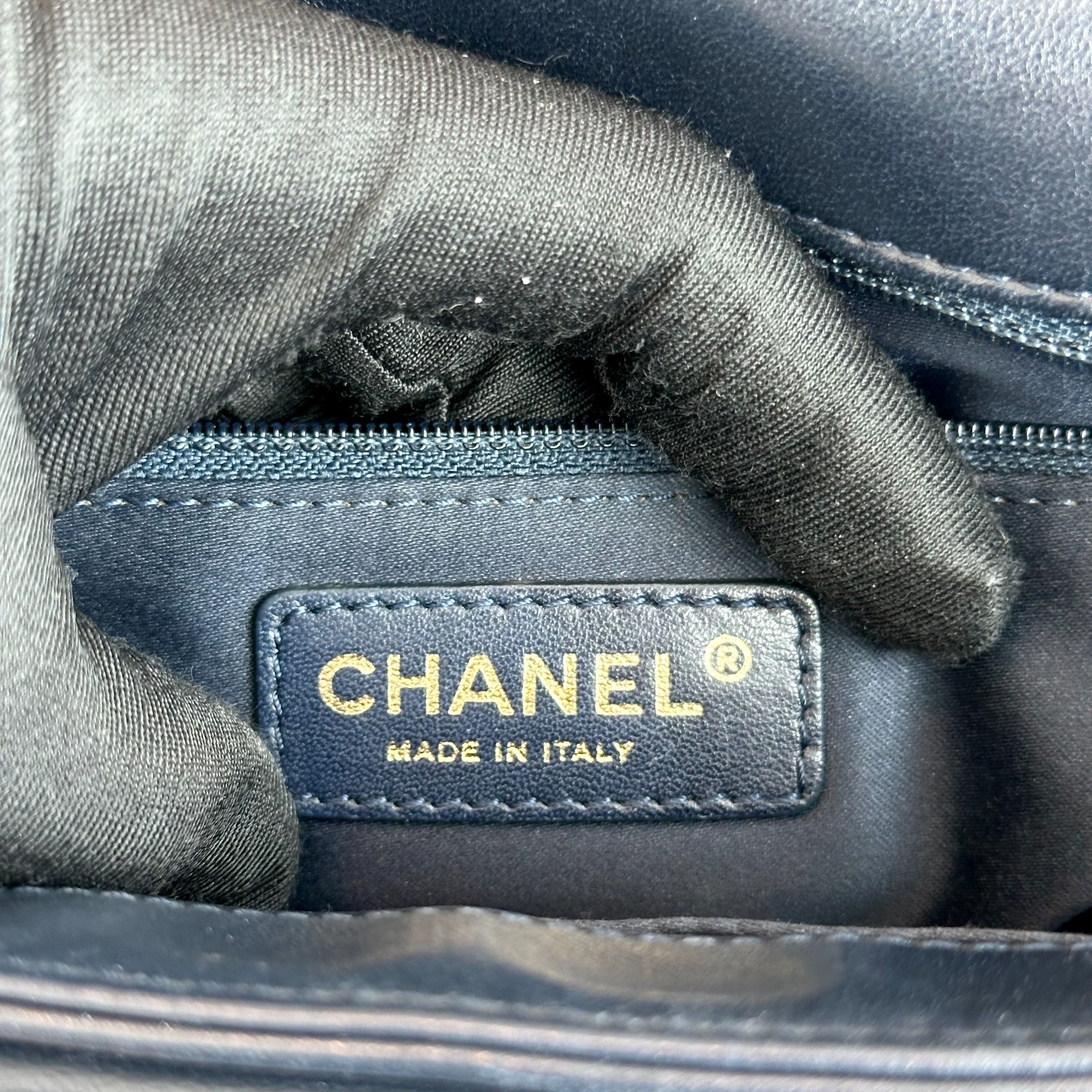 Chanel Seasonal Flap Jumbo 30CM Qulited Lambskin Dark Blue No 18 - Luxury Evermore