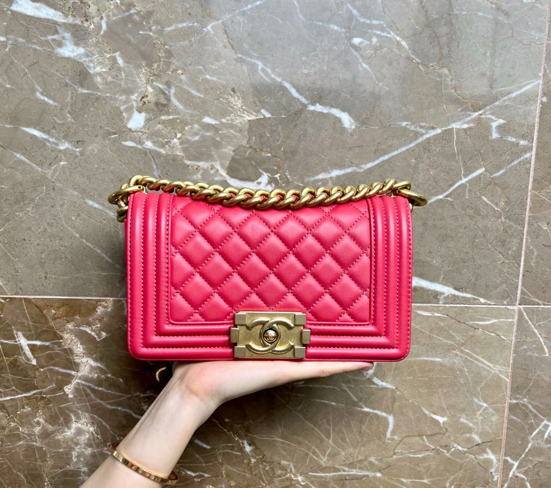 Chanel Small Boy Lambskin Pink GHW No 29 - Luxury Evermore