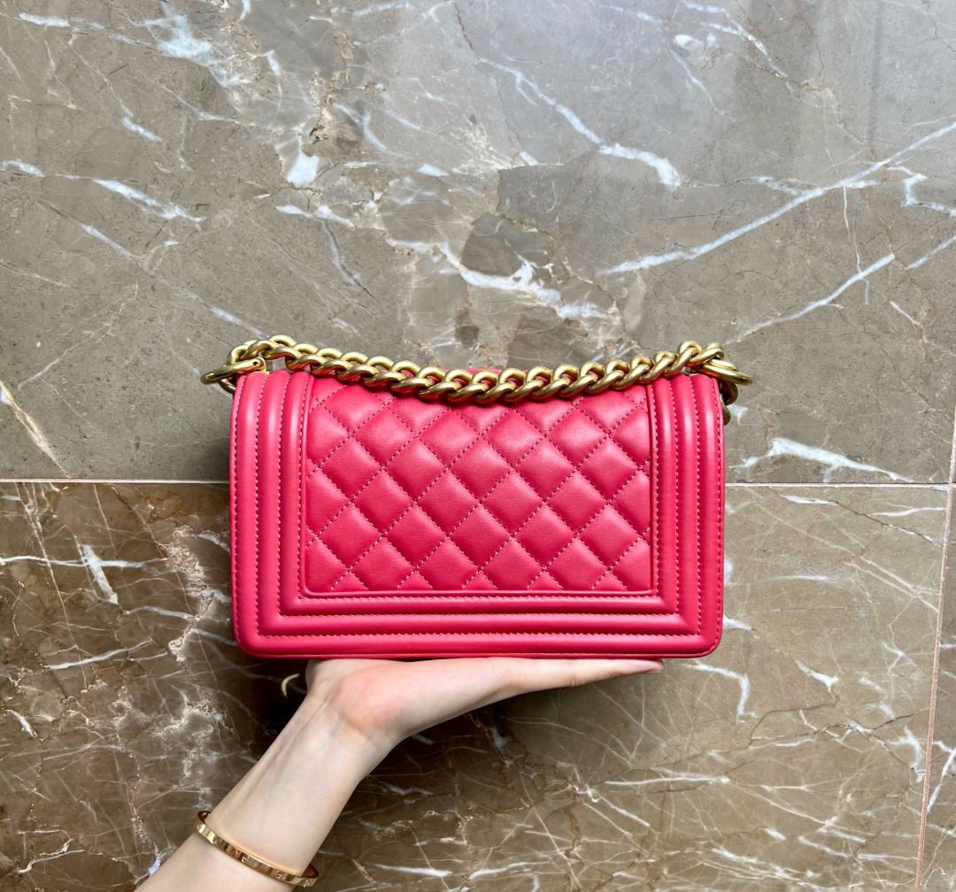 Chanel Small Boy Lambskin Pink GHW No 29 - Luxury Evermore