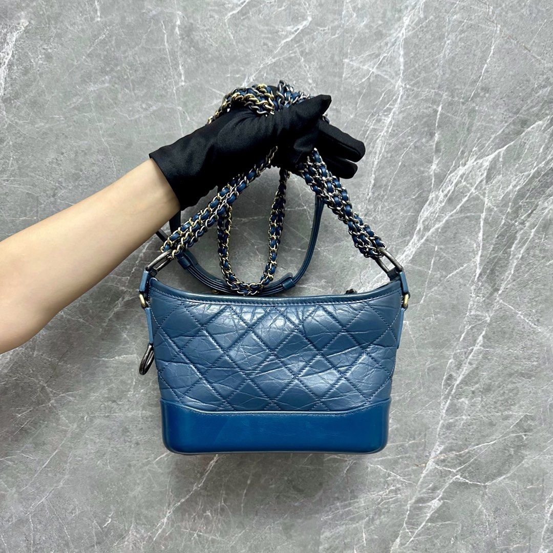 Chanel Small Gabrielle Calfskin Blue GHW No 26 - Luxury Evermore