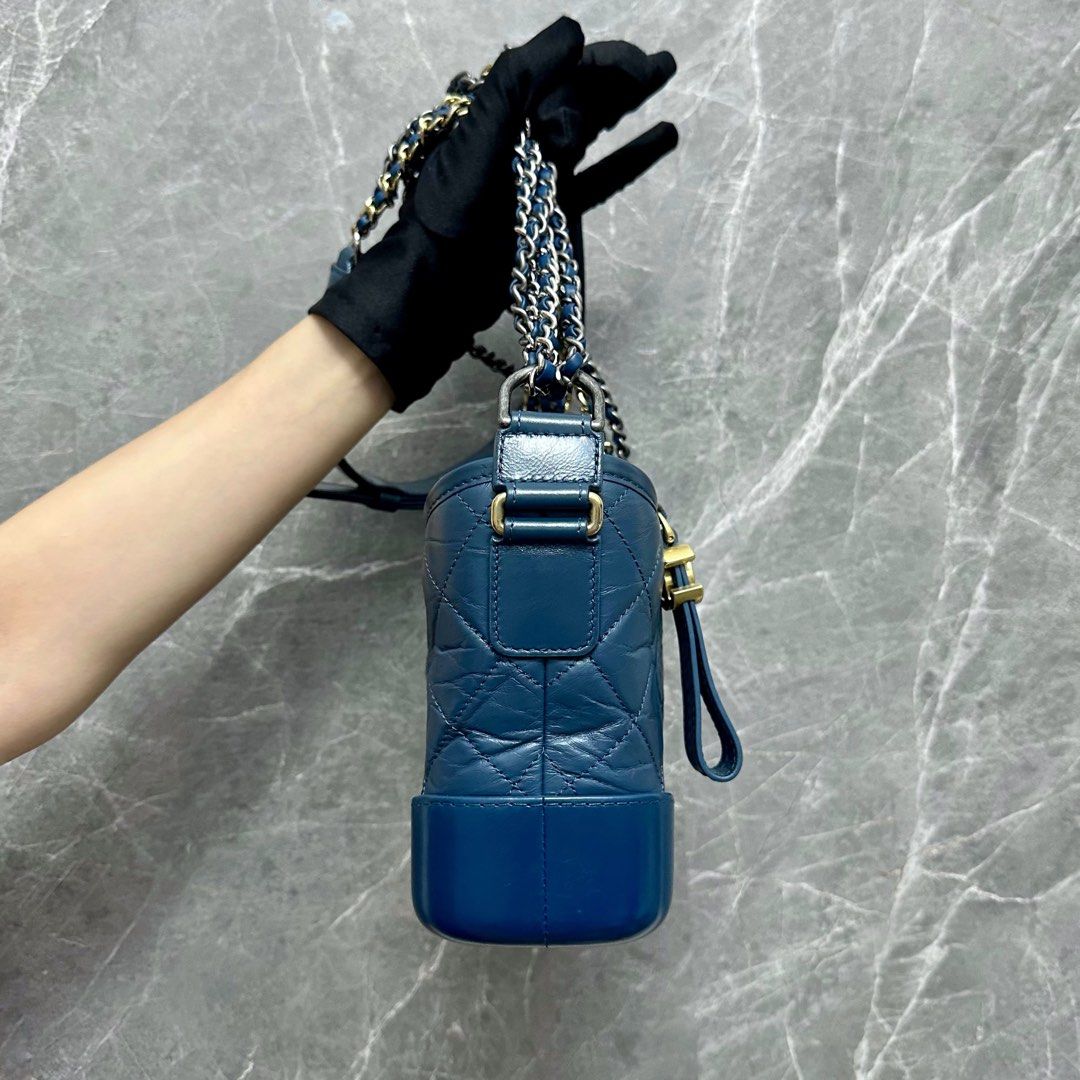 Chanel Small Gabrielle Calfskin Blue GHW No 26 - Luxury Evermore