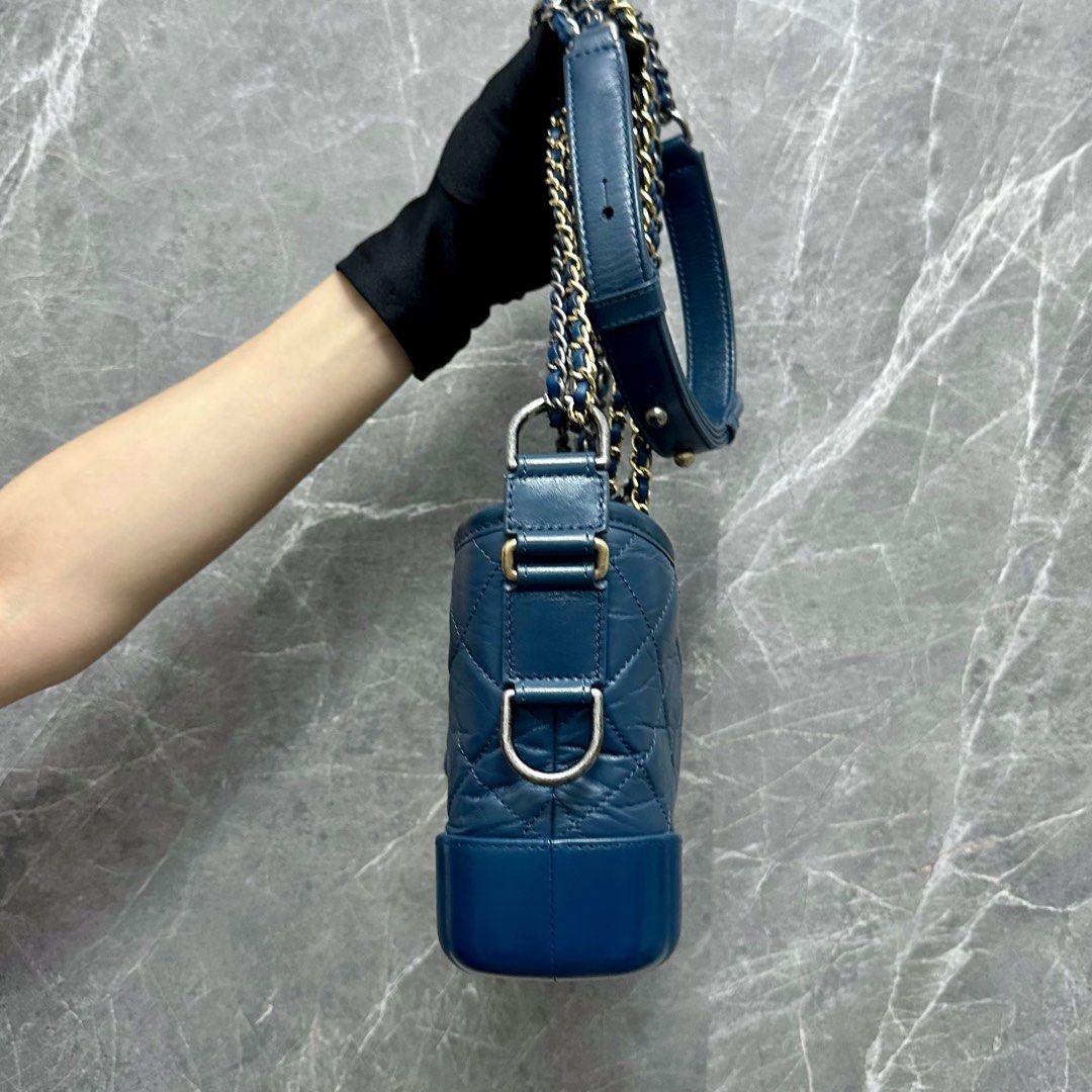 Chanel Small Gabrielle Calfskin Blue GHW No 26 - Luxury Evermore