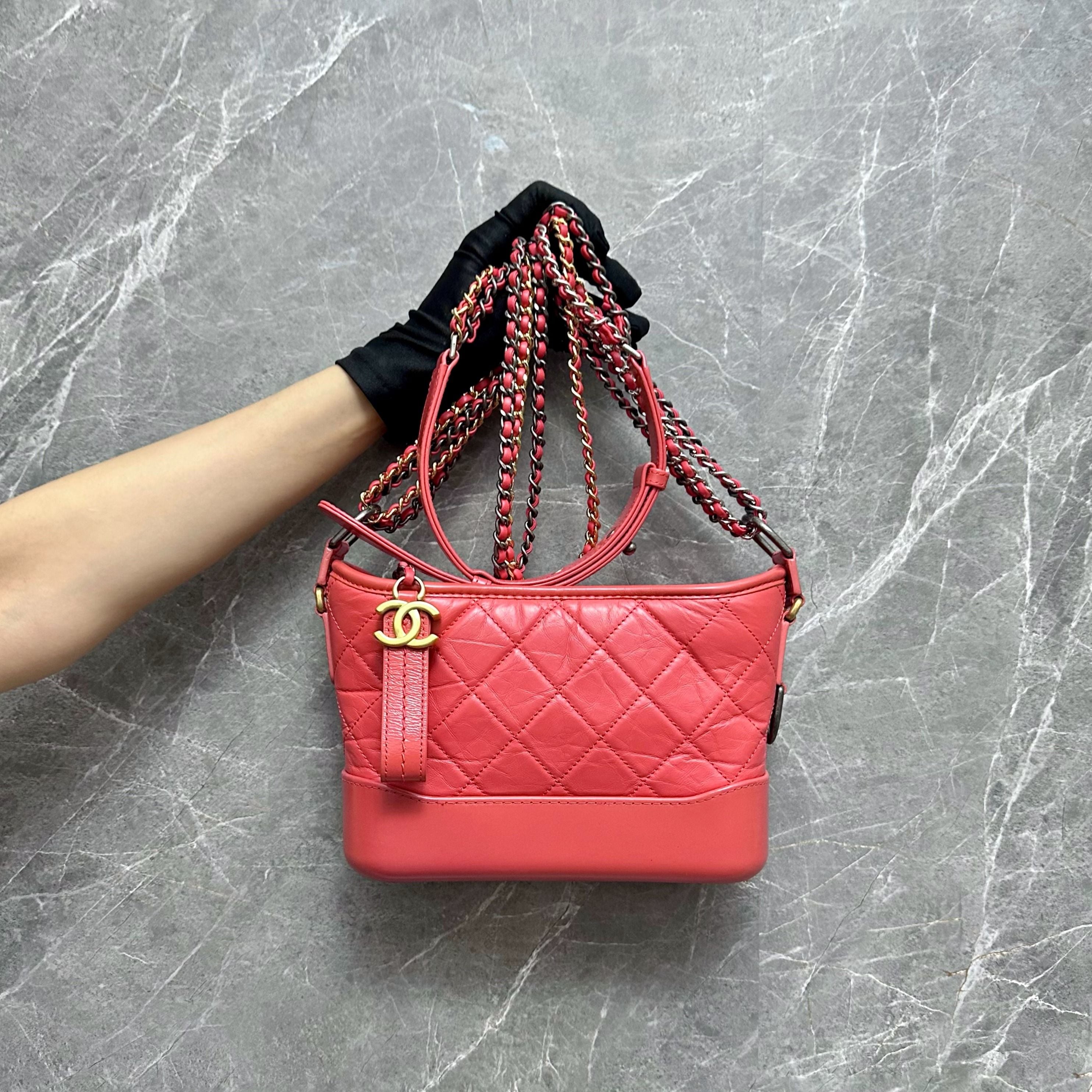 Chanel Small Gabrielle Calfskin Coral Pink GHW No 26 - Luxury Evermore