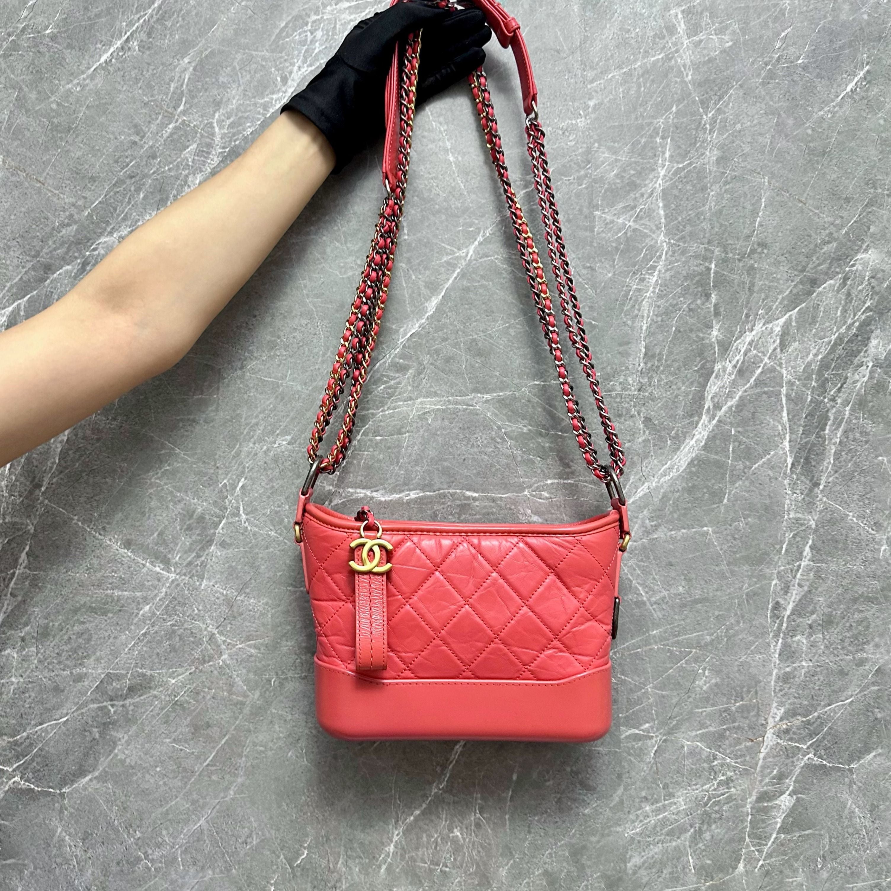 Chanel Small Gabrielle Calfskin Coral Pink GHW No 26 - Luxury Evermore