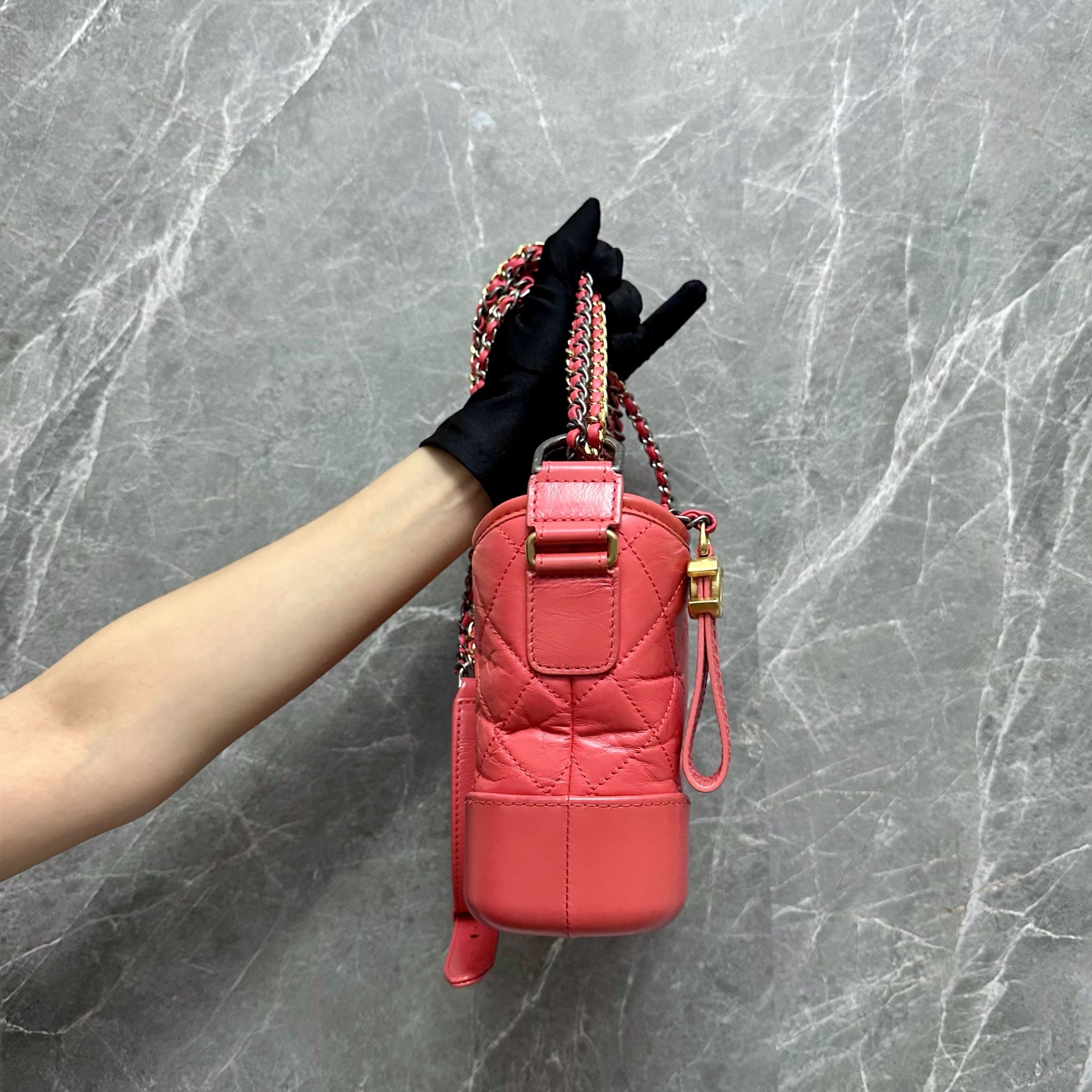 Chanel Small Gabrielle Calfskin Coral Pink GHW No 26 - Luxury Evermore