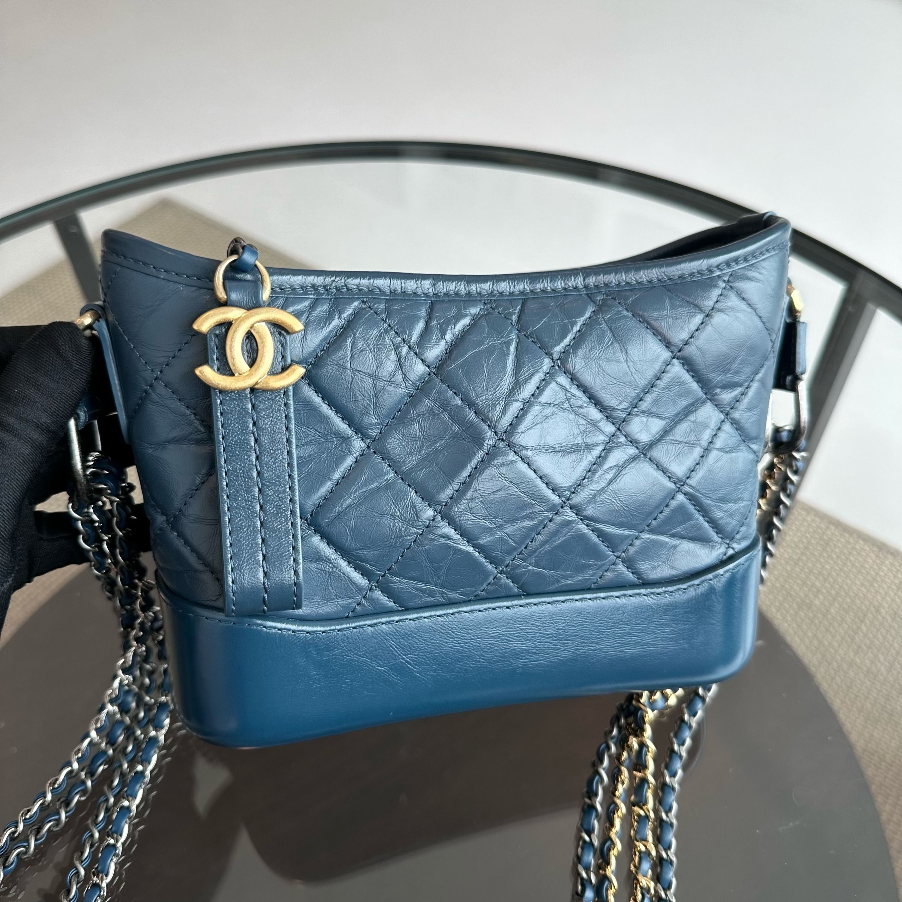 Chanel Small Gabrielle Hobo Calfskin Dark Blue GHW No 26 - Luxury Evermore