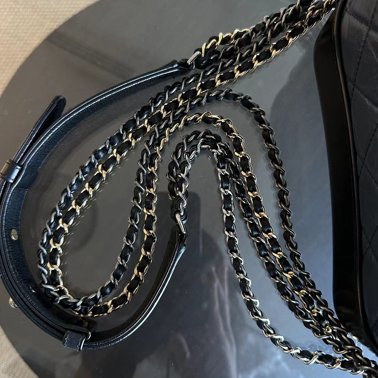 Chanel Small Gabrielle Hobo Quilted Calfskin Dark Blue Black Two-Tone Hardware No 26 - Luxury Evermore