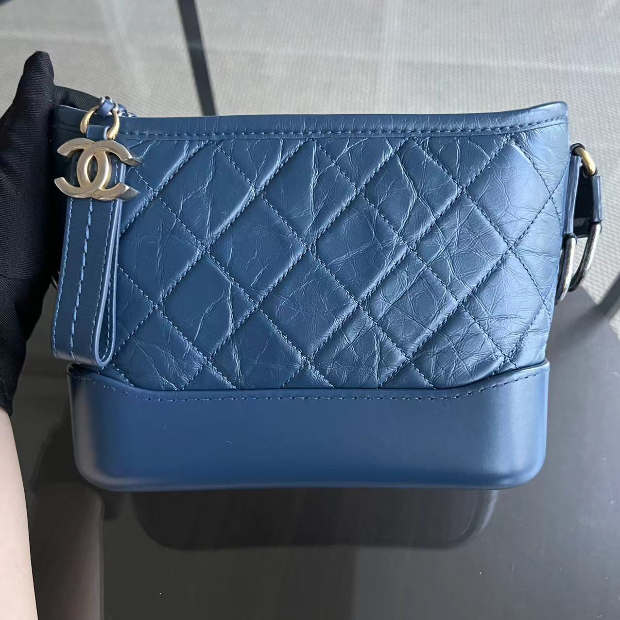 Chanel Small Gabrielle Hobo Quilted Calfskin Dark Blue Blue Two-Tone Hardware Series 24 - Luxury Evermore