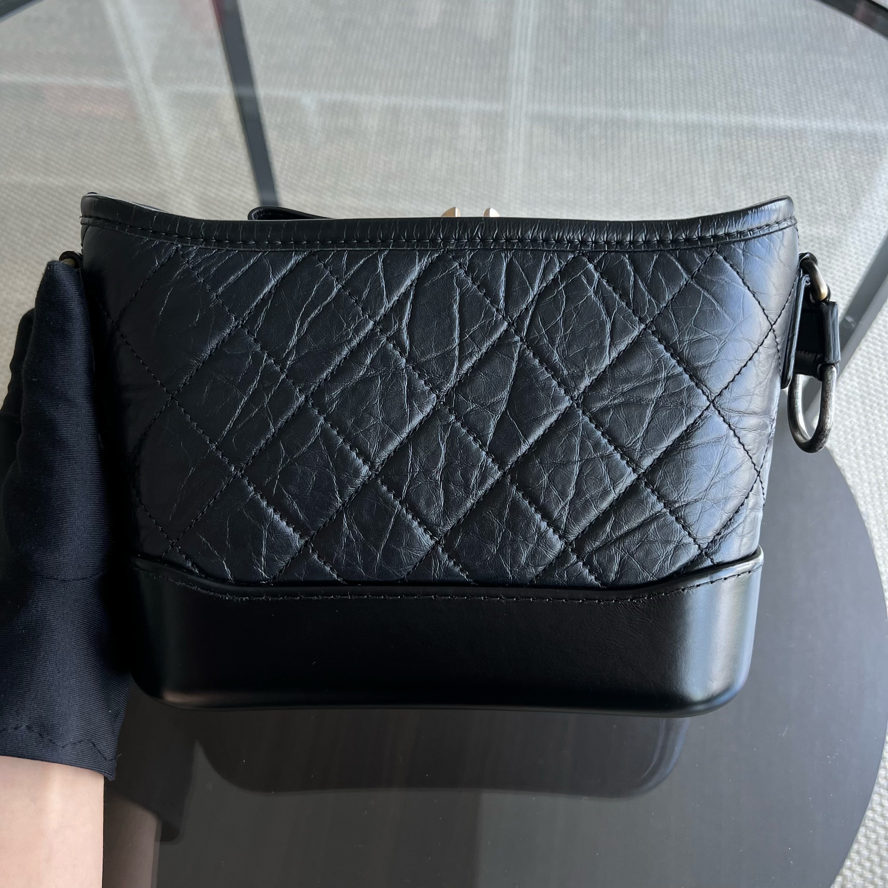 Chanel Small Gabrielle Quilted Calfskin Black Two-Tone Hardware Series 24 - Luxury Evermore