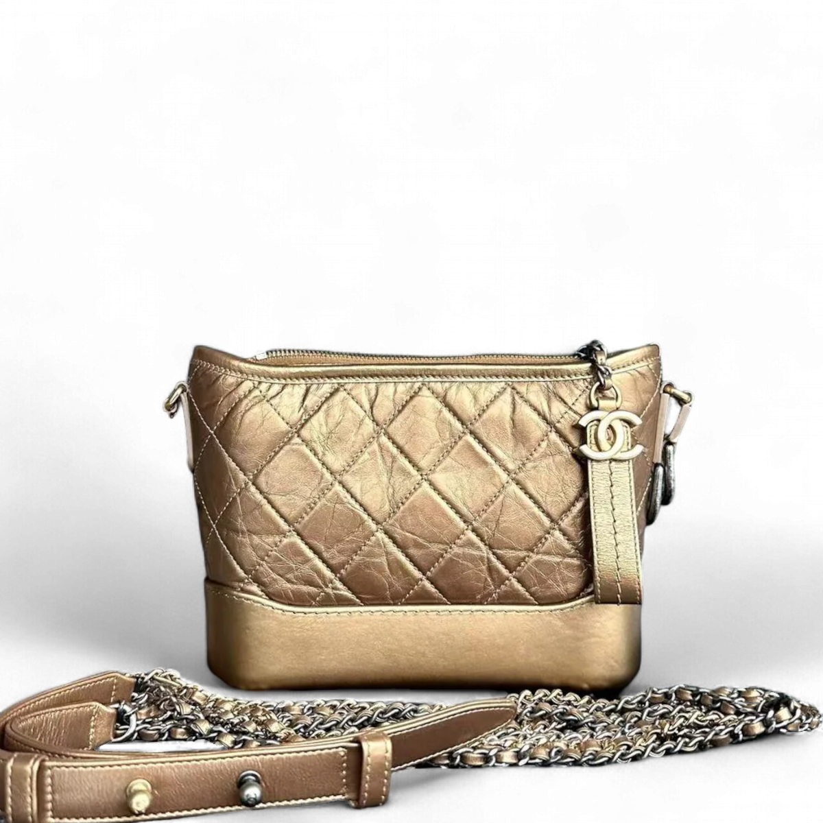 Chanel Gabrielle Small - Quilted Calfskin Bronze Gold Two-Tone Hardware Series 23