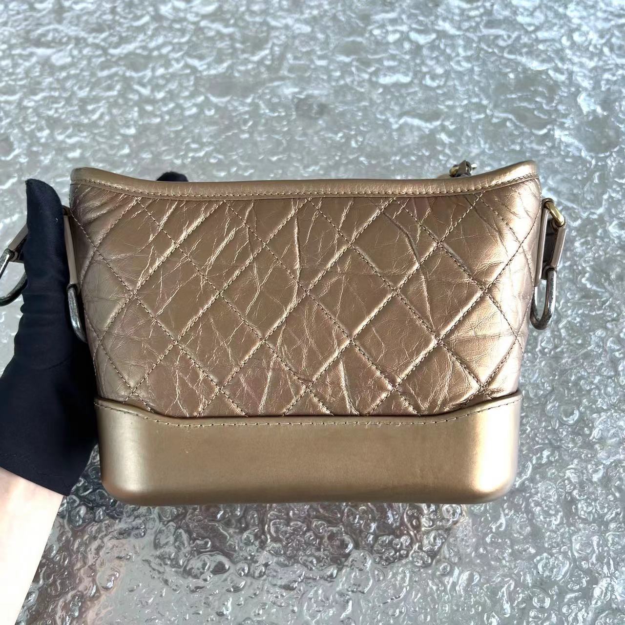 Chanel Small Gabrielle Quilted Calfskin Bronze Gold Two-Tone Hardware Series 23 - Luxury Evermore