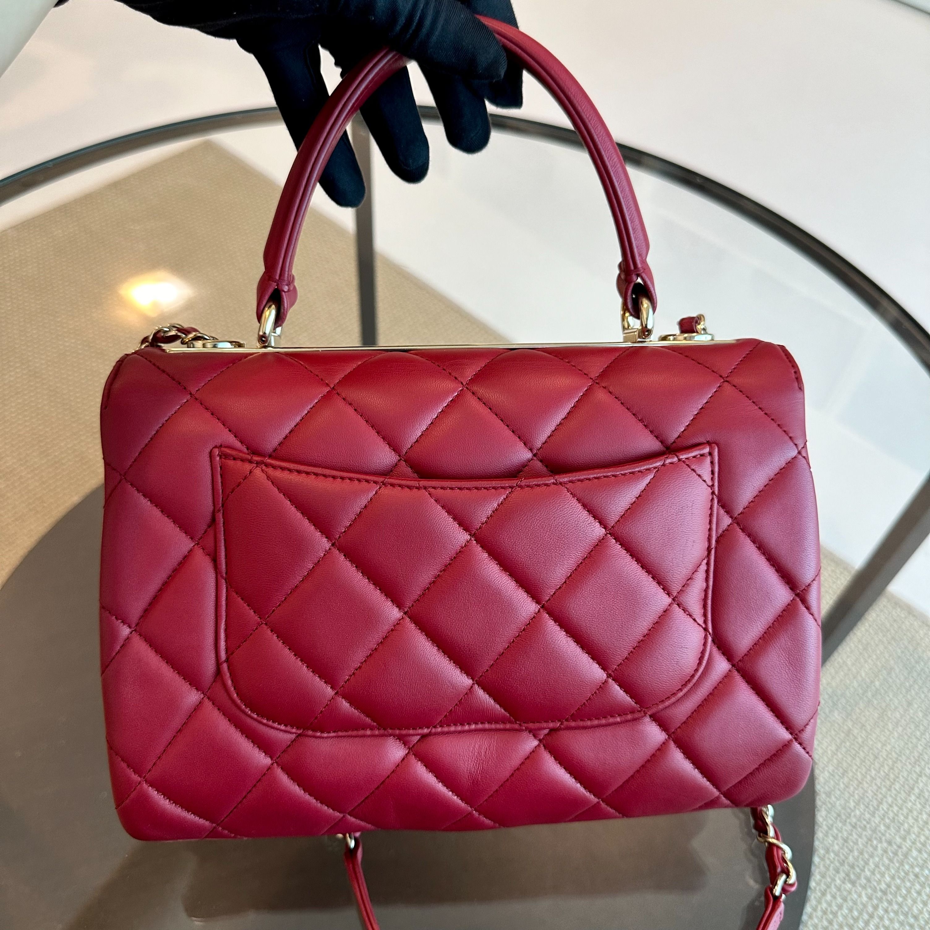 Chanel Small Trendy CC Flap Quilted Lambskin Red GHW No 28 - Luxury Evermore